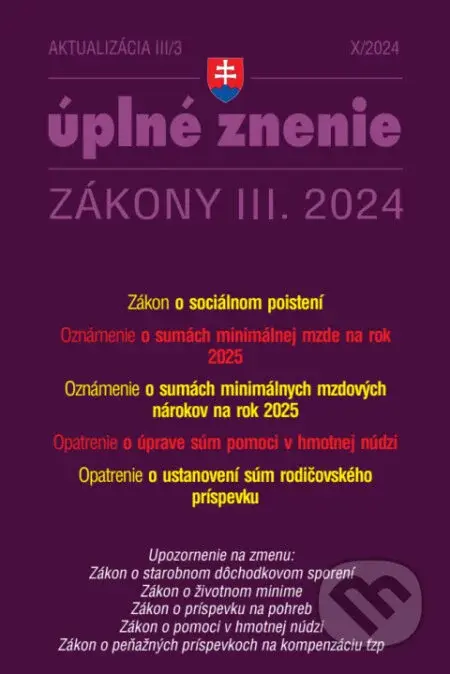 Aktualizácia III/3 / 2025 - Sociálne poistenie, minimálna mzdy - Poradca s.r.o.