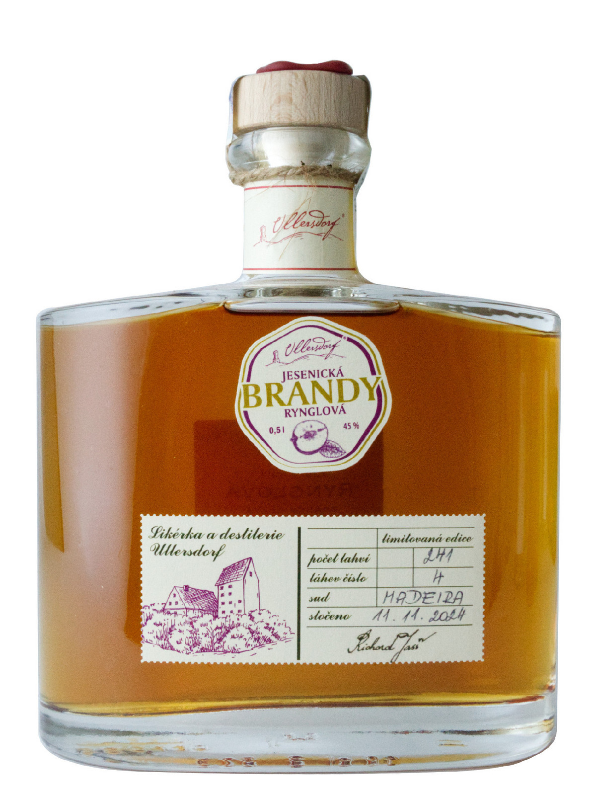 Ullersdorf - likérka a destilerie Ullersdorf Rynglová brandy 45% 0,5l