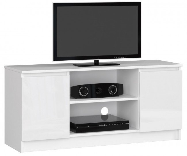 Stolek pod TV RTV 120 2D 1P bílý, lesk
