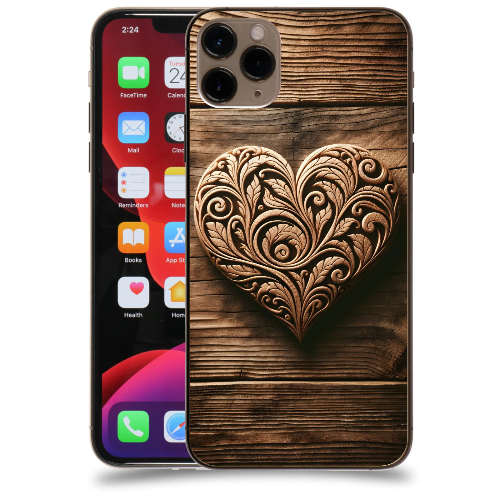 ACOVER Kryt na mobil Apple iPhone 11 Pro Max - Dřevěné srdce