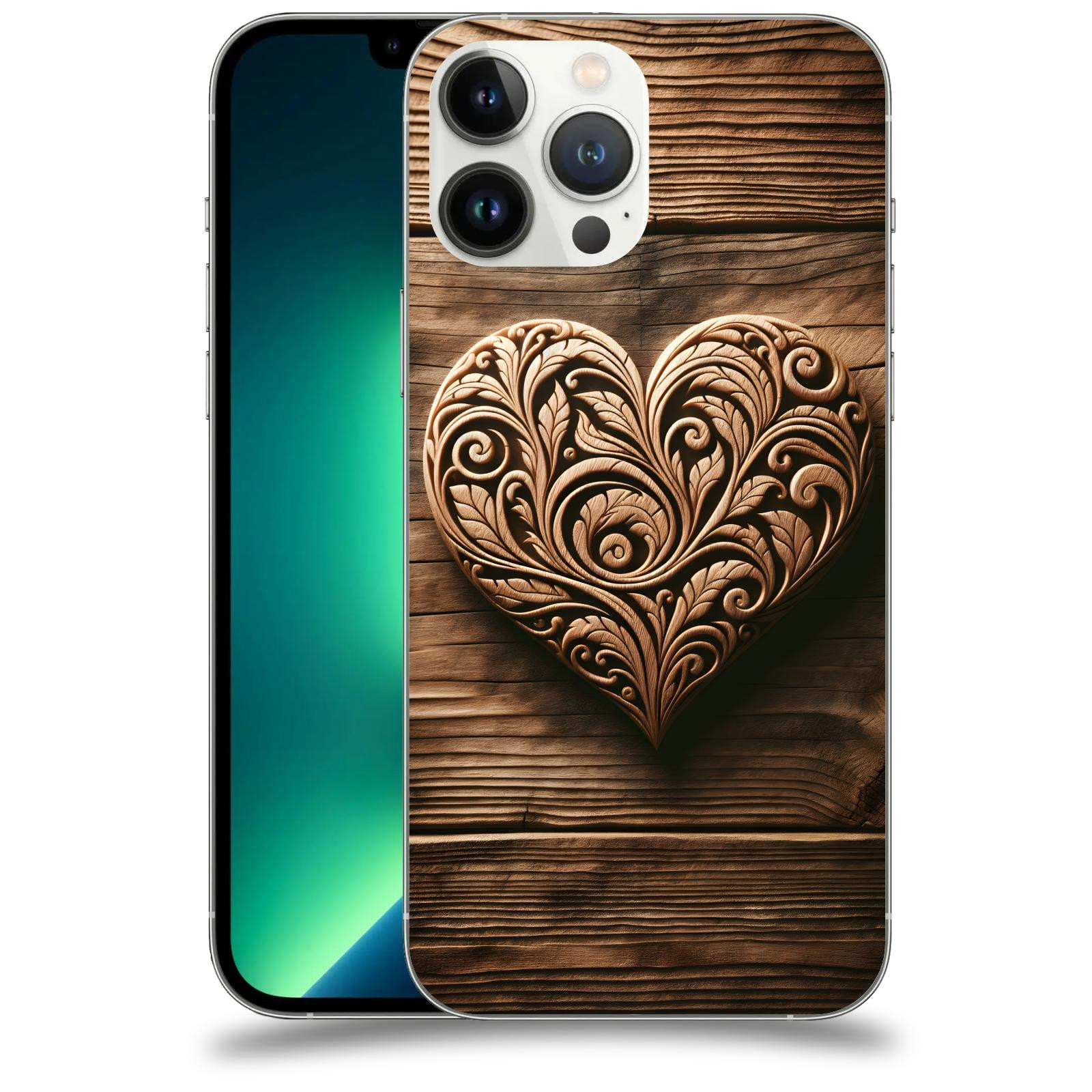 ACOVER Kryt na mobil Apple iPhone 13 Pro Max - Dřevěné srdce