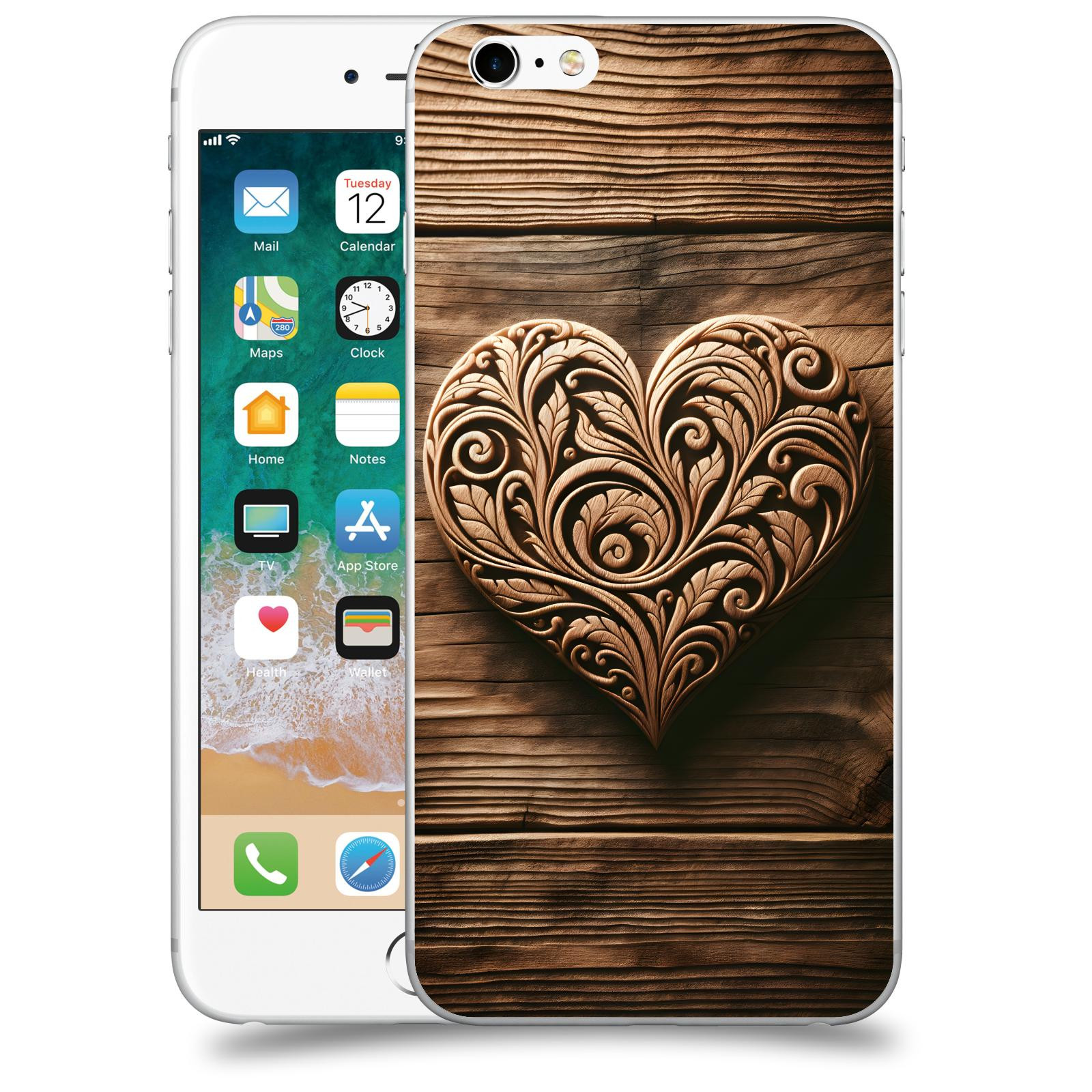 ACOVER Kryt na mobil Apple iPhone 6 Plus/6S Plus - Dřevěné srdce