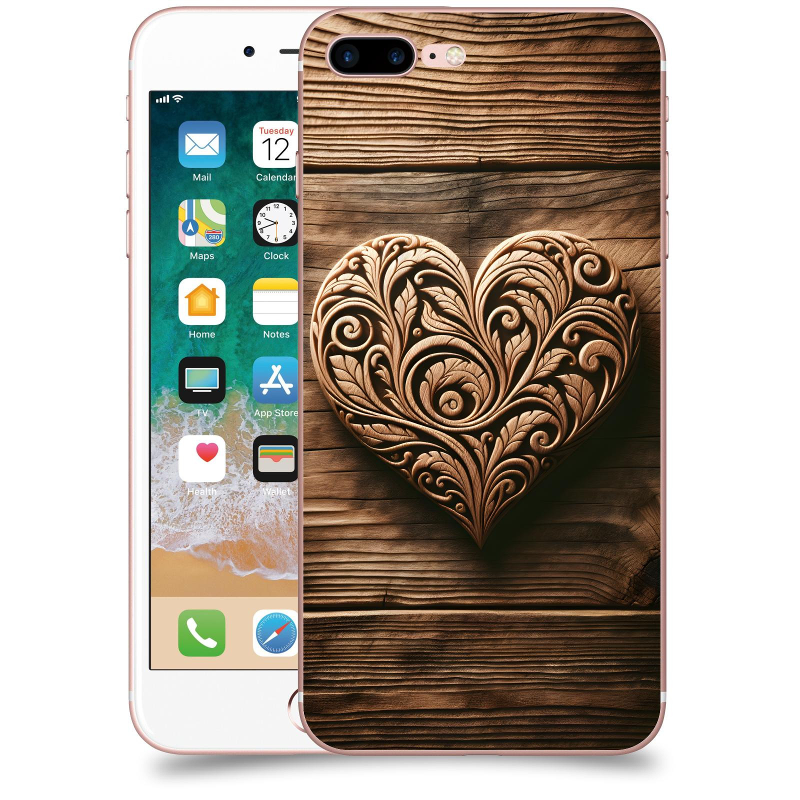 ACOVER Kryt na mobil Apple iPhone 7 Plus - Dřevěné srdce