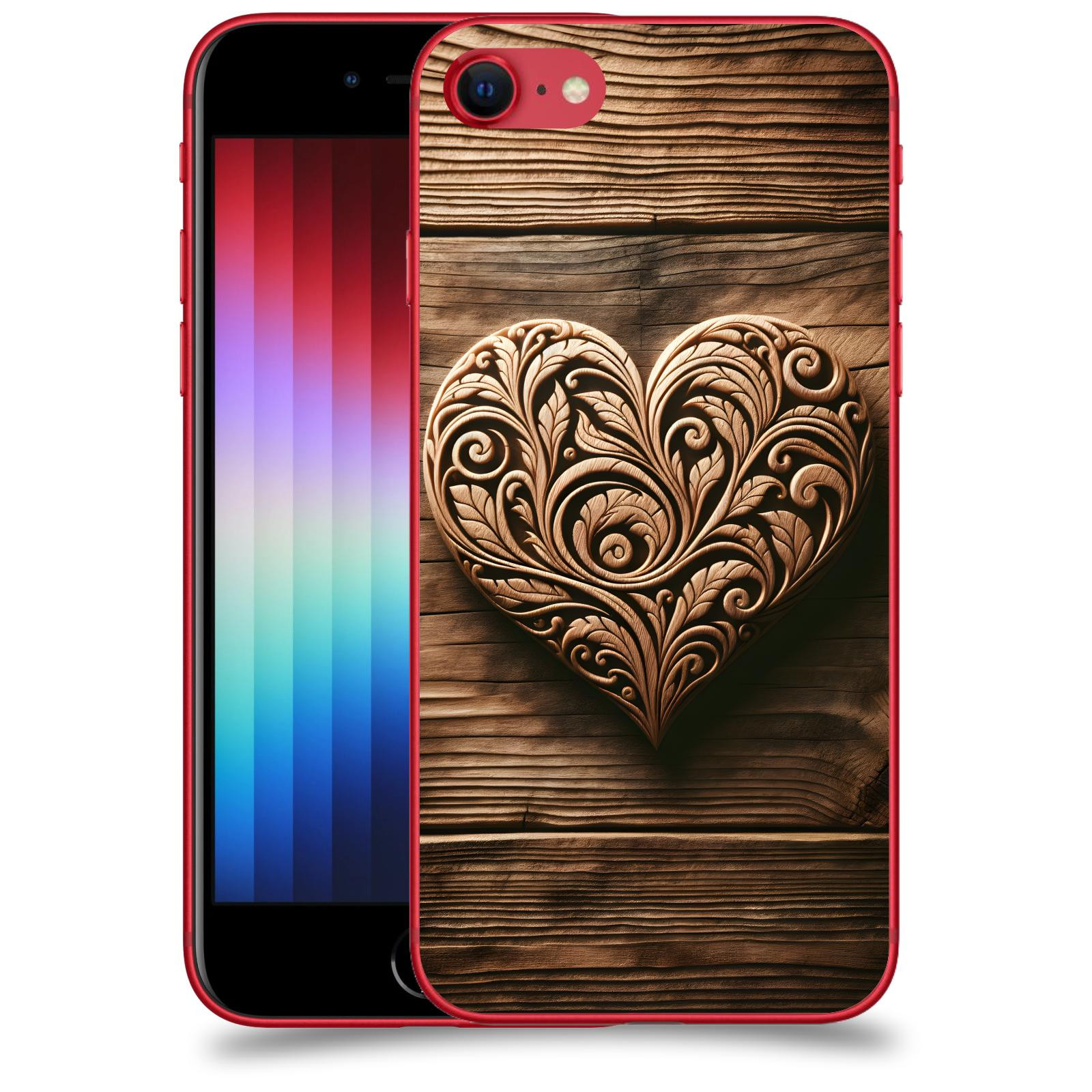 ACOVER Kryt na mobil Apple iPhone SE 2022 - Dřevěné srdce