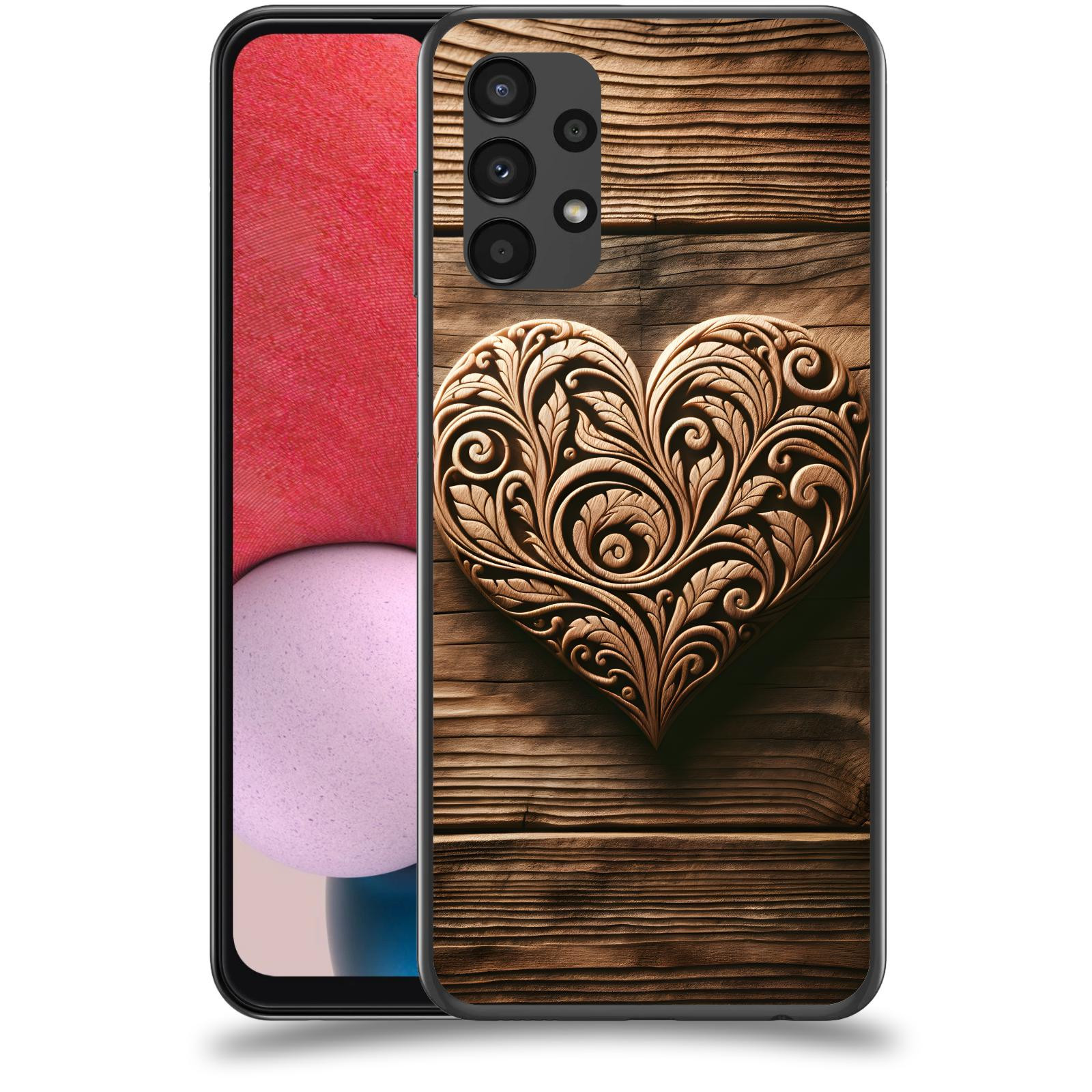 ACOVER Kryt na mobil Samsung Galaxy A13 4G A135 - Dřevěné srdce