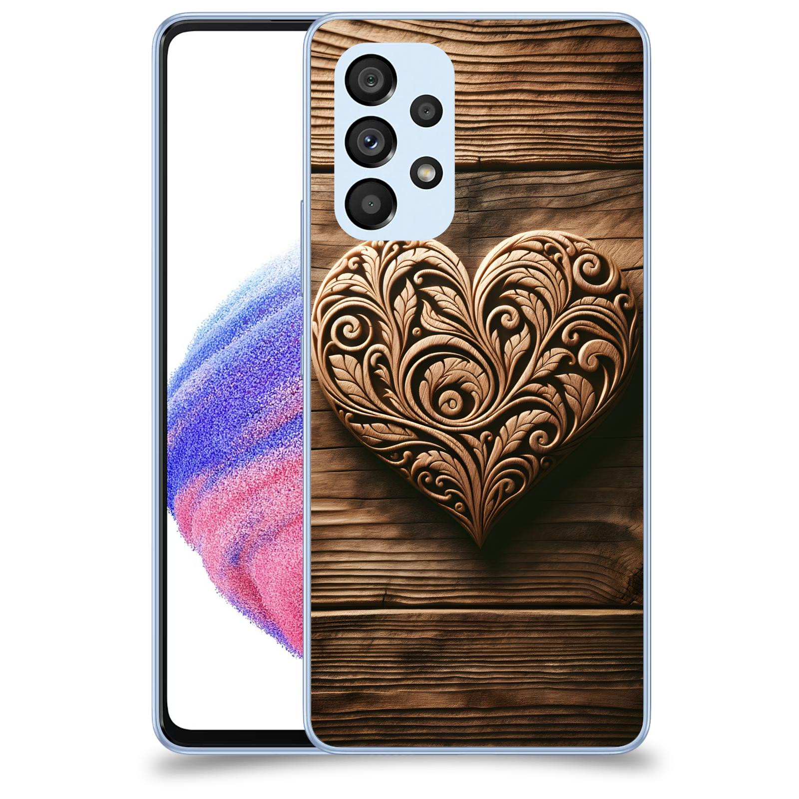 ACOVER Kryt na mobil Samsung Galaxy A32 5G A326B - Dřevěné srdce