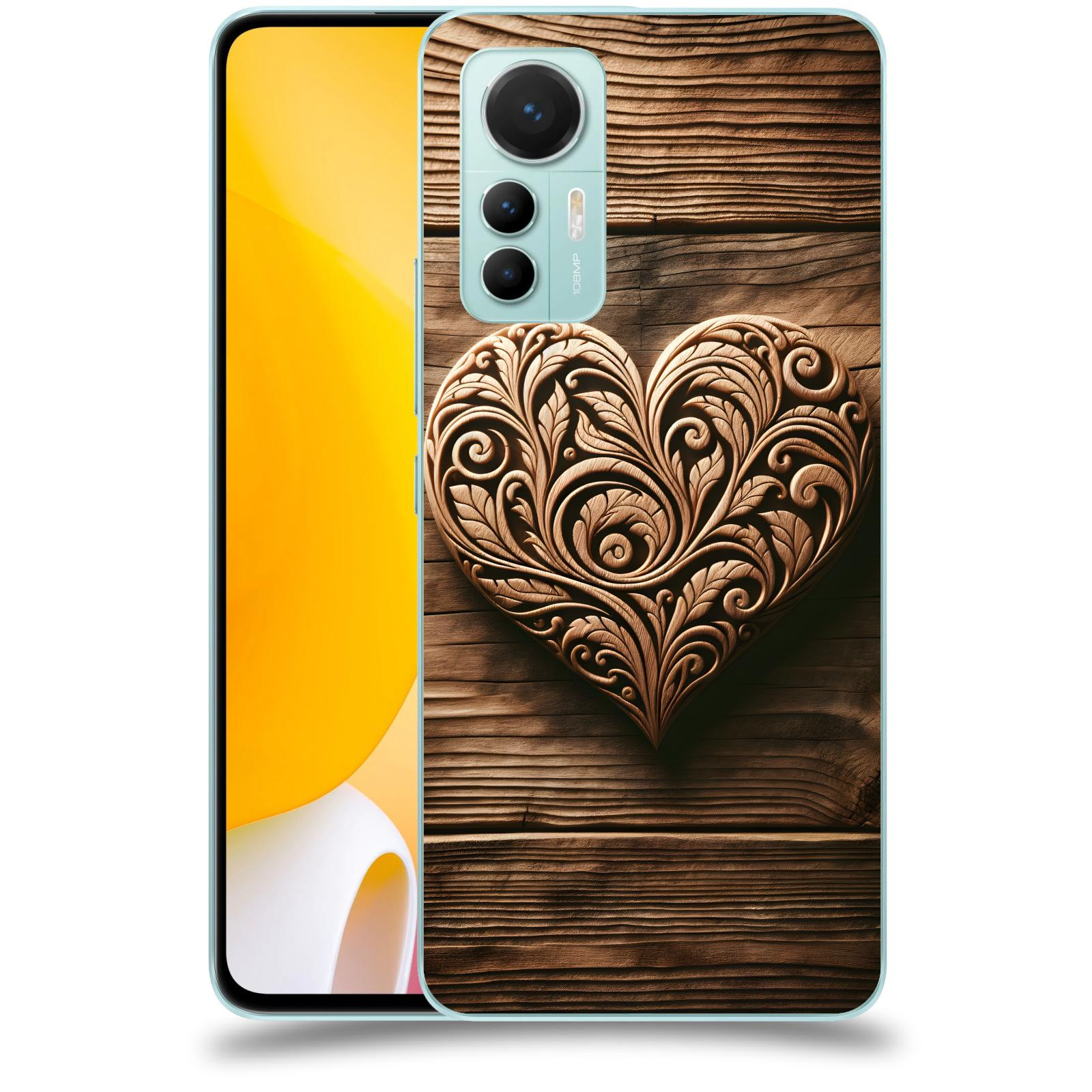 ACOVER Kryt na mobil Xiaomi 12 Lite - Dřevěné srdce
