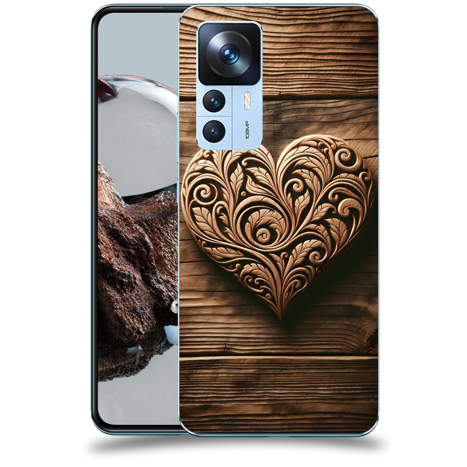 ACOVER Kryt na mobil Xiaomi 12T - Dřevěné srdce