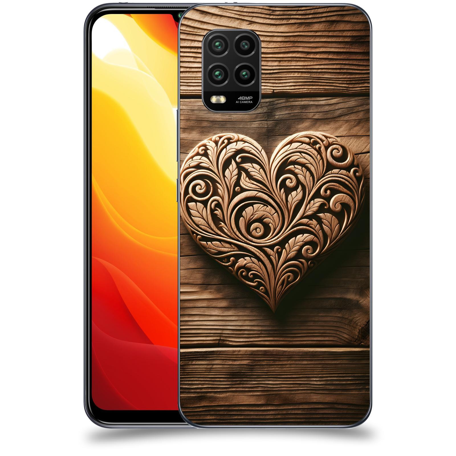 ACOVER Kryt na mobil Xiaomi Mi 10 Lite - Dřevěné srdce