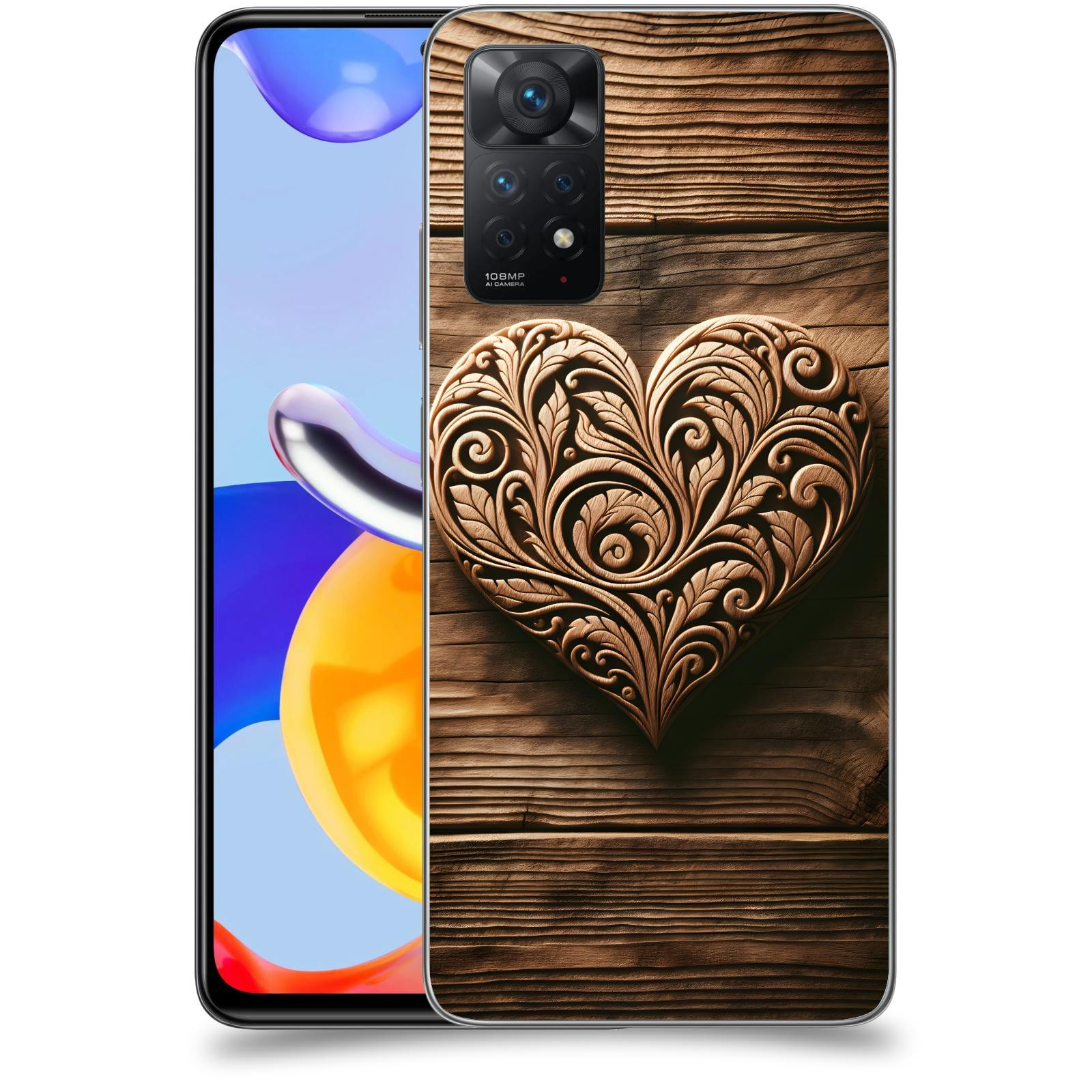 ACOVER Kryt na mobil Xiaomi Redmi Note 11 Pro - Dřevěné srdce