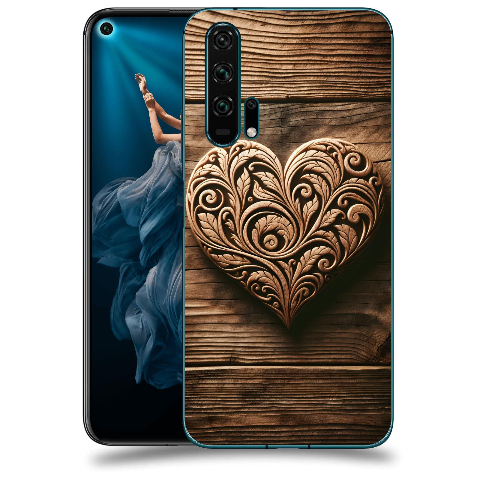 ACOVER Kryt na mobil Honor 20 Pro - Dřevěné srdce