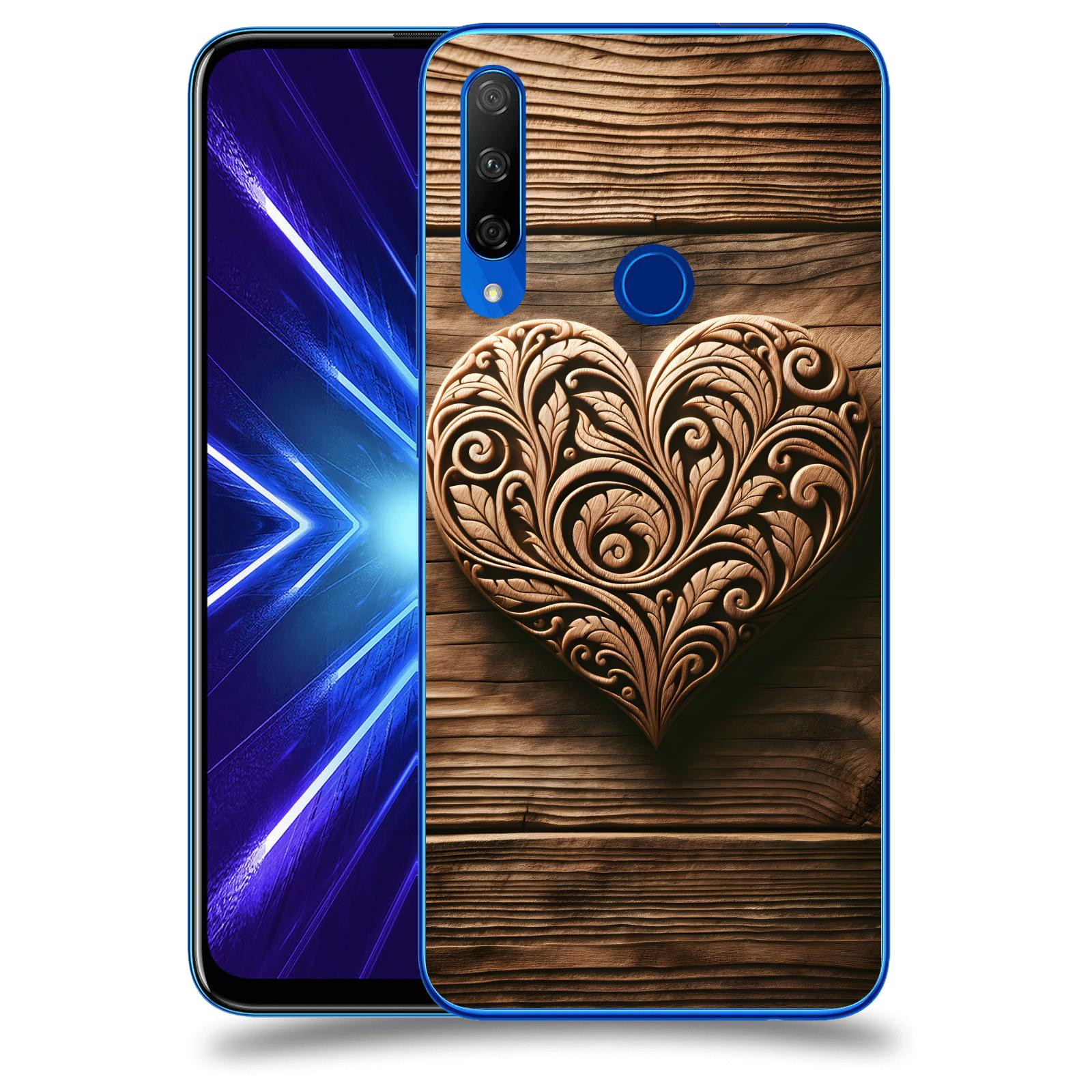 ACOVER Kryt na mobil Honor 9X - Dřevěné srdce