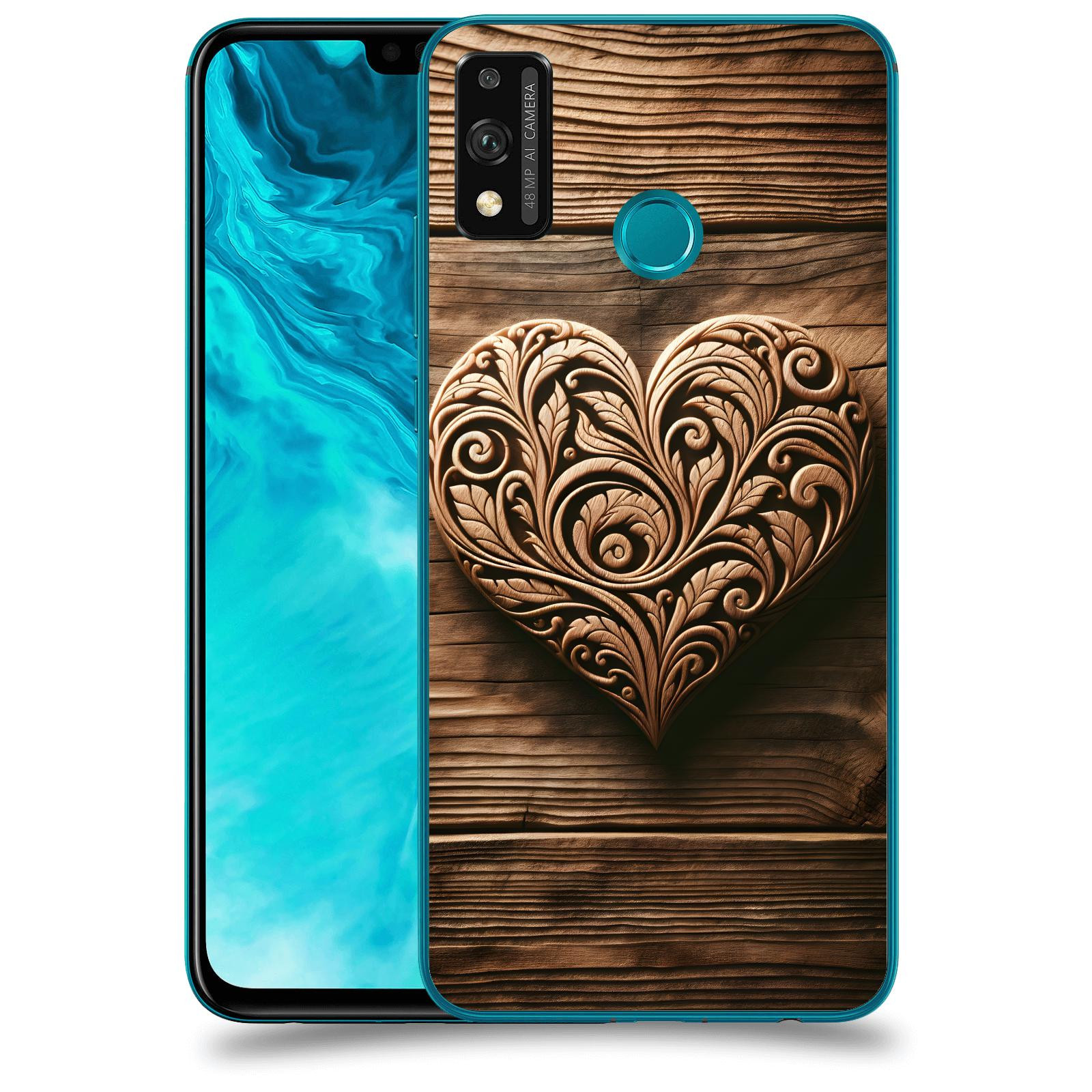 ACOVER Kryt na mobil Honor 9X Lite - Dřevěné srdce