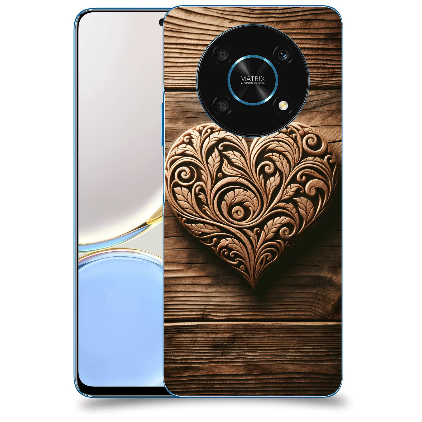 ACOVER Kryt na mobil Honor Magic 4 Lite 5G - Dřevěné srdce