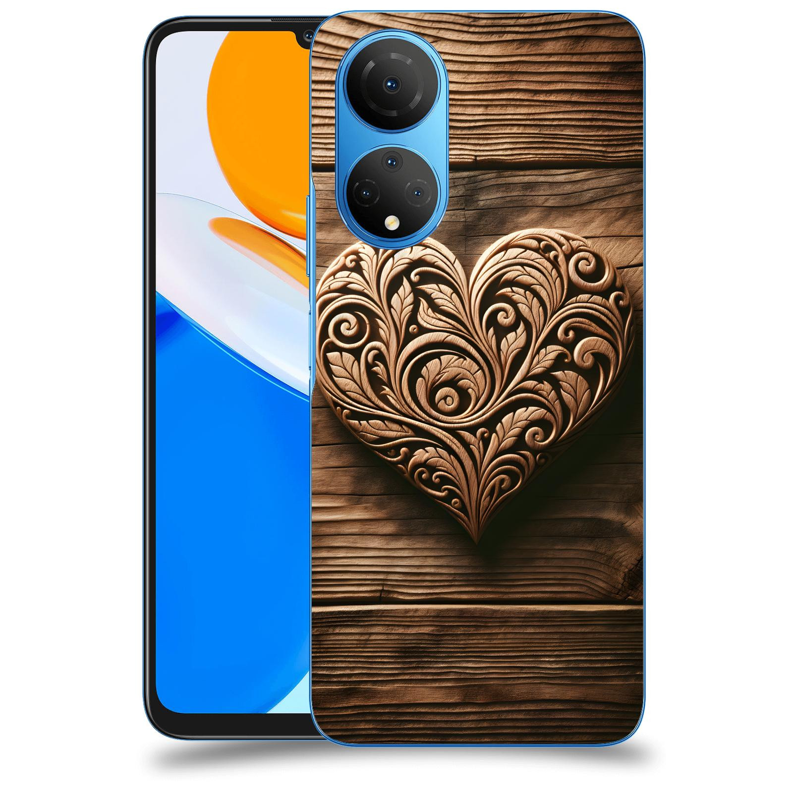ACOVER Kryt na mobil Honor X7 - Dřevěné srdce