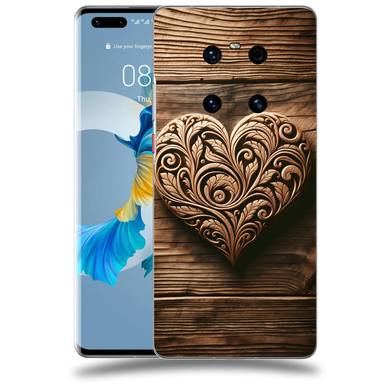 ACOVER Kryt na mobil Huawei Mate 40 Pro - Dřevěné srdce