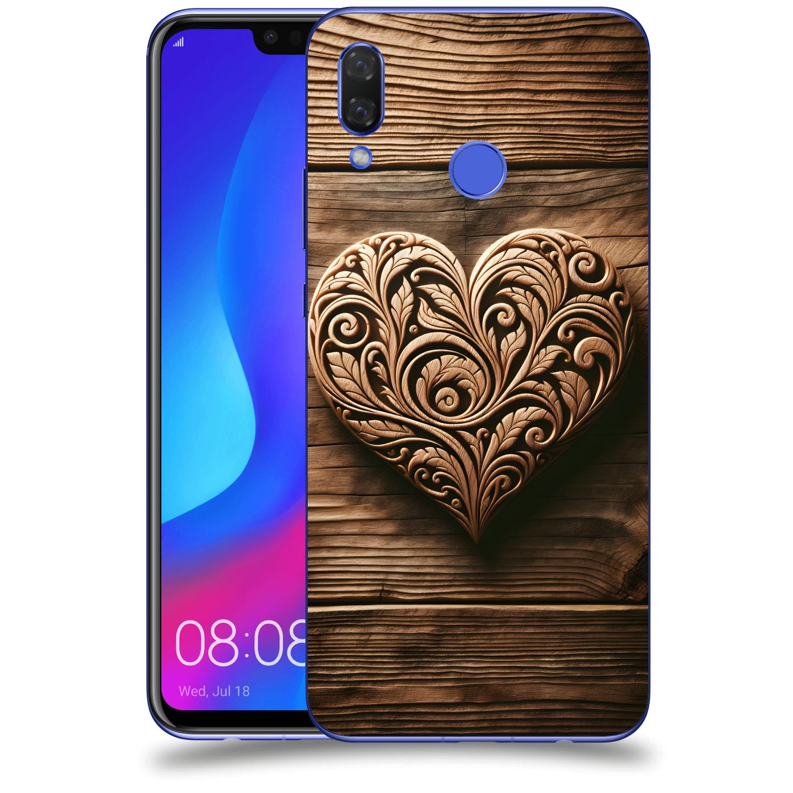 ACOVER Kryt na mobil Huawei Nova 3i - Dřevěné srdce