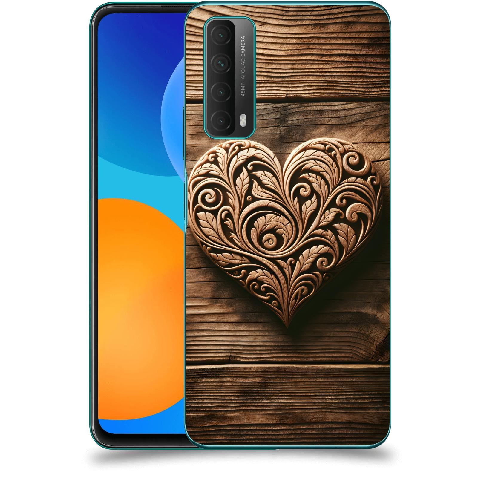 ACOVER Kryt na mobil Huawei P Smart 2021 - Dřevěné srdce