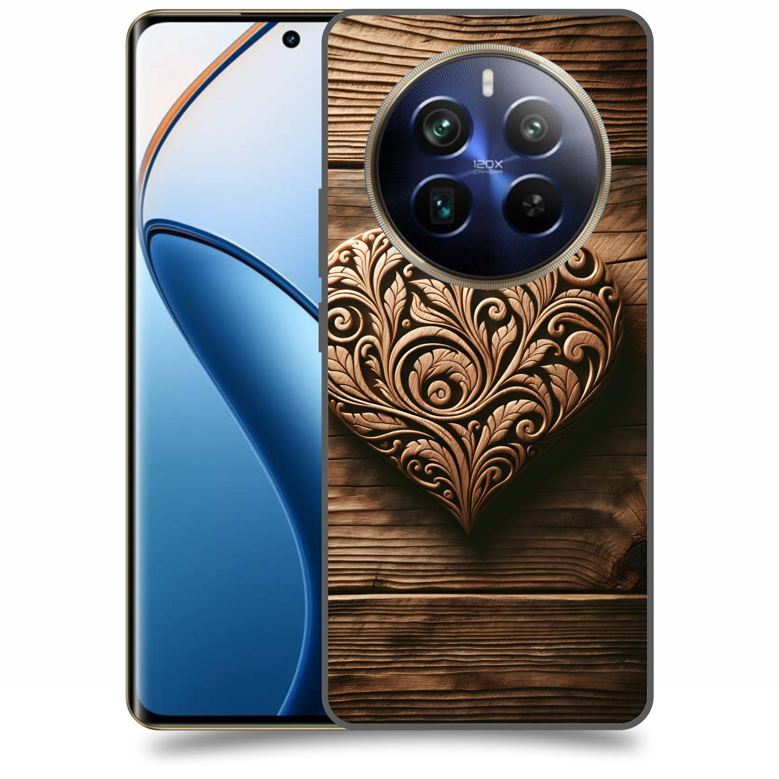 ACOVER Kryt na mobil Realme 12 pro+ 5g - Dřevěné srdce