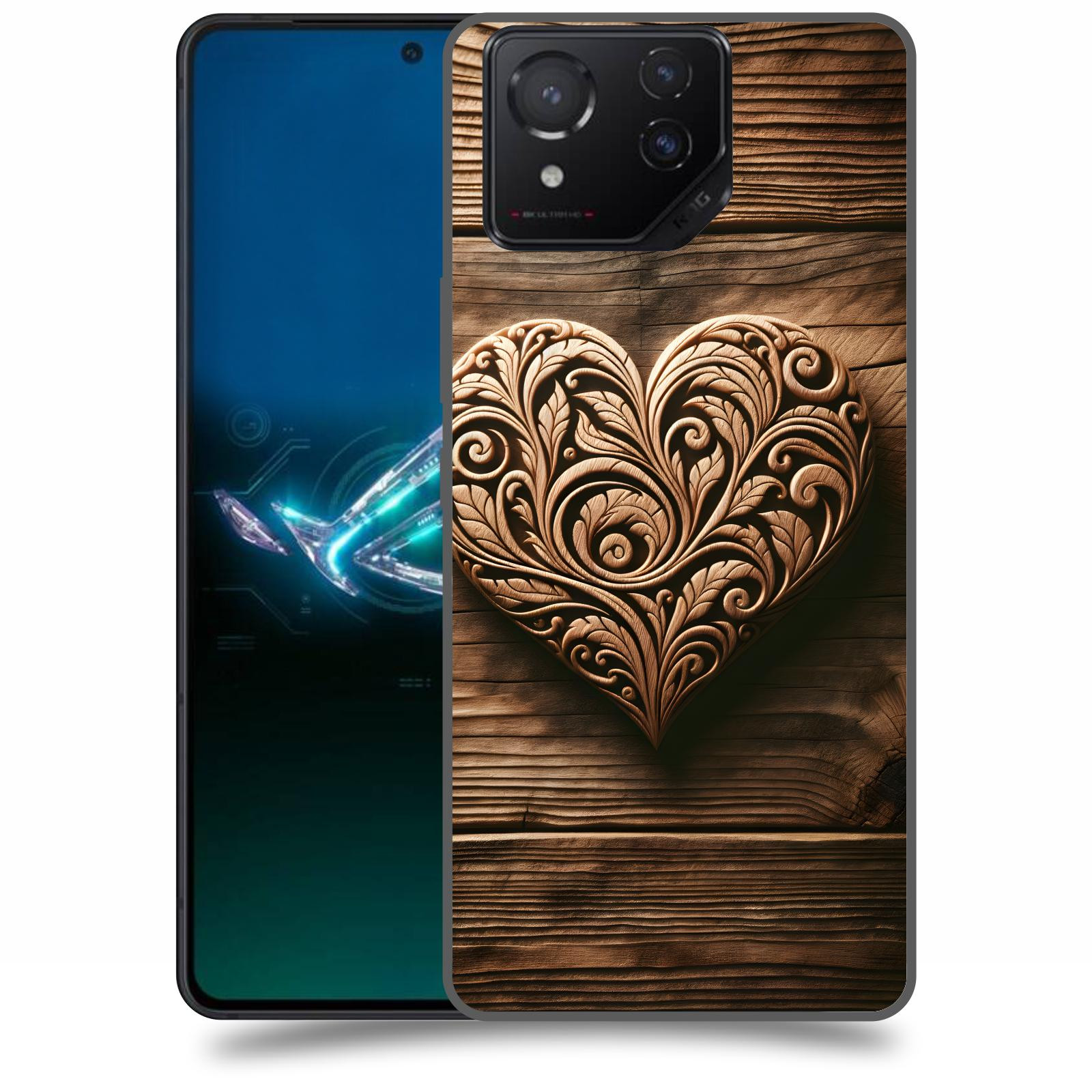 ACOVER Kryt na mobil Asus ROG Phone 8 - Dřevěné srdce