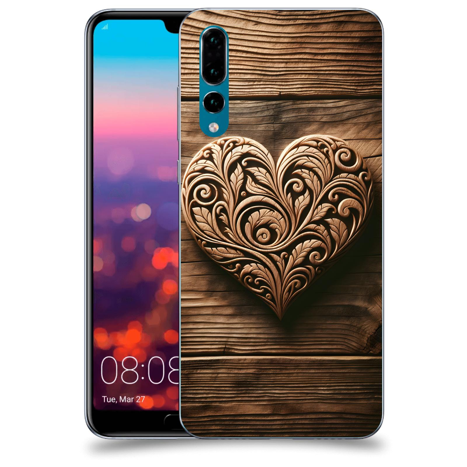 ACOVER Kryt na mobil Huawei P20 Pro - Dřevěné srdce