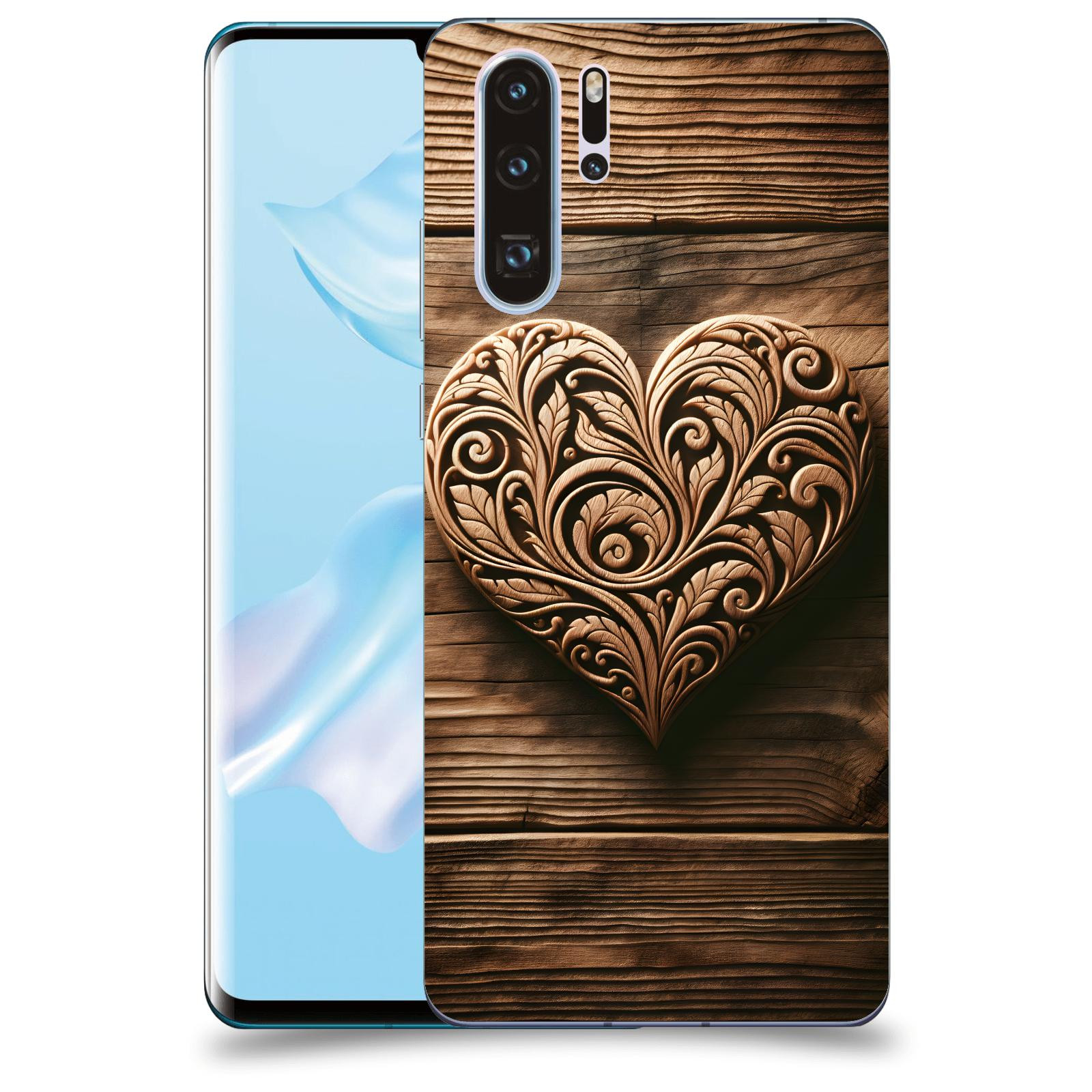 ACOVER Kryt na mobil Huawei P30 - Dřevěné srdce