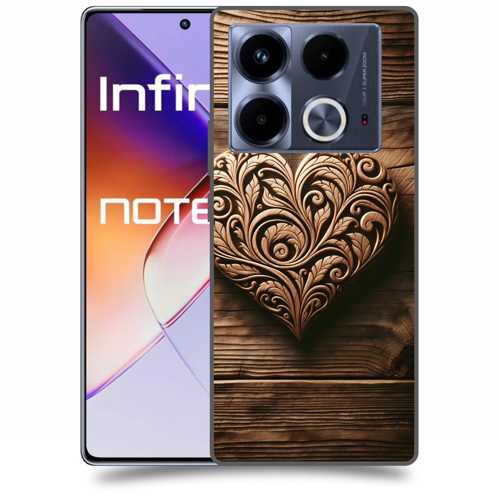 ACOVER Kryt na mobil Infinix Note 40 - Dřevěné srdce