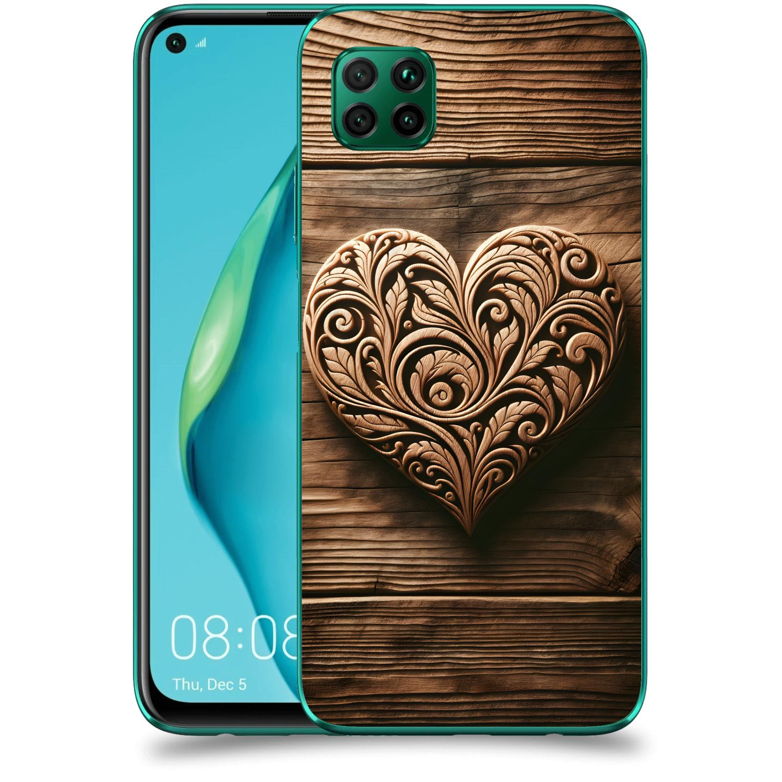 ACOVER Kryt na mobil Huawei P40 Lite - Dřevěné srdce