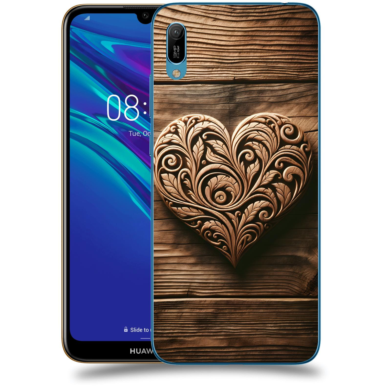 ACOVER Kryt na mobil Huawei Y6 2019 - Dřevěné srdce