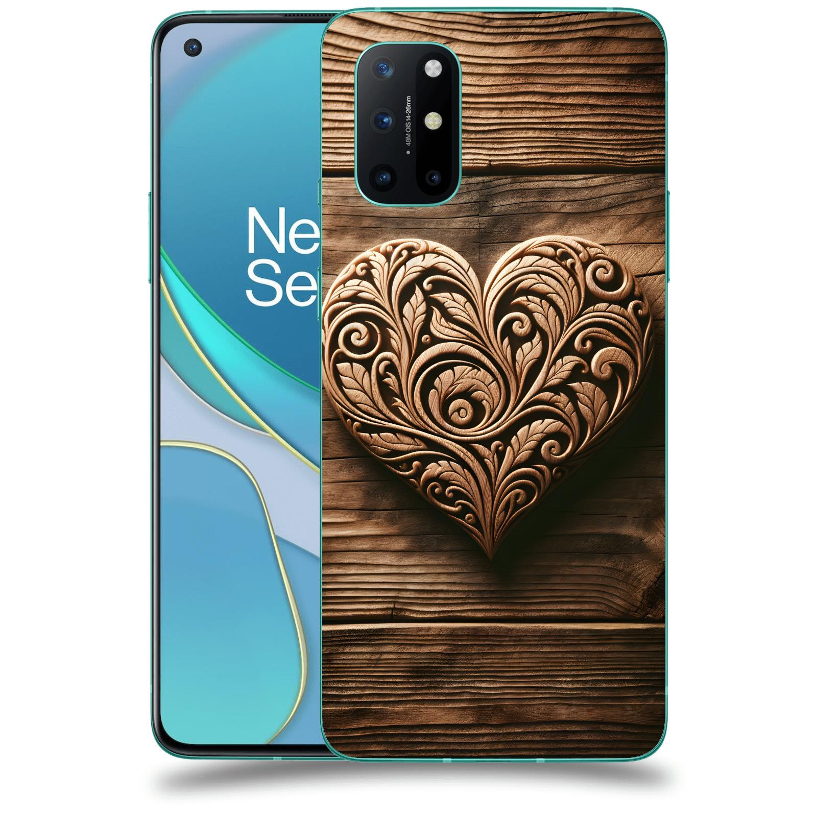 ACOVER Kryt na mobil OnePlus 8T - Dřevěné srdce