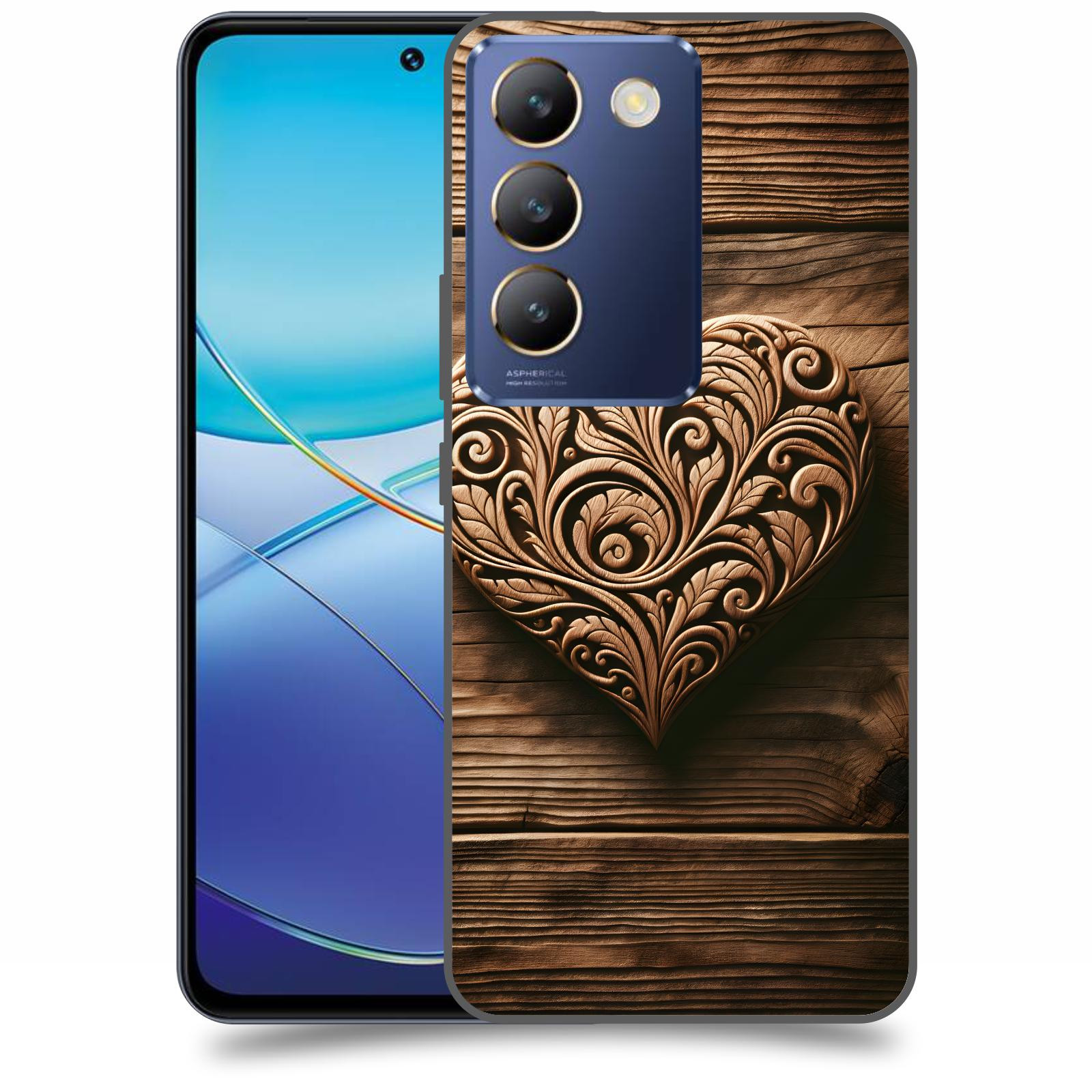 ACOVER Kryt na mobil Vivo V40SE - Dřevěné srdce