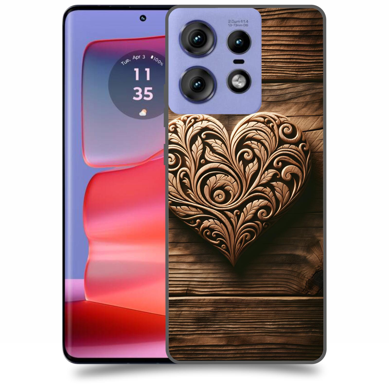 ACOVER Kryt na mobil Motorola Edge 50 Pro - Dřevěné srdce