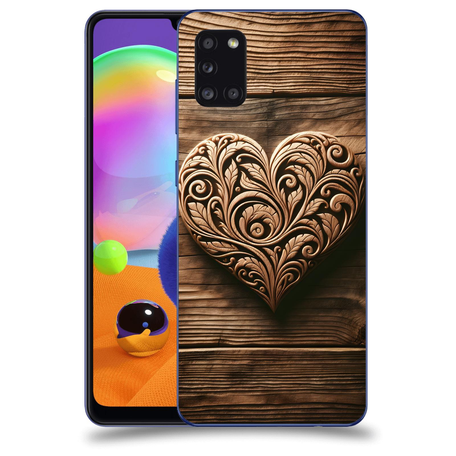 ACOVER Kryt na mobil Samsung Galaxy A31 A315F - Dřevěné srdce