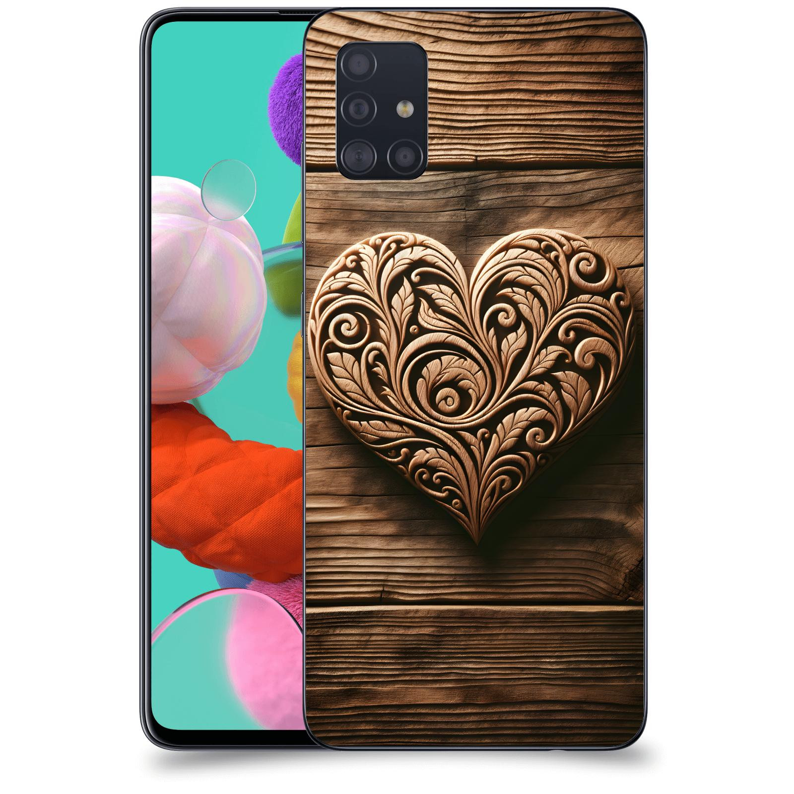 ACOVER Kryt na mobil Samsung Galaxy A51 A515F - Dřevěné srdce