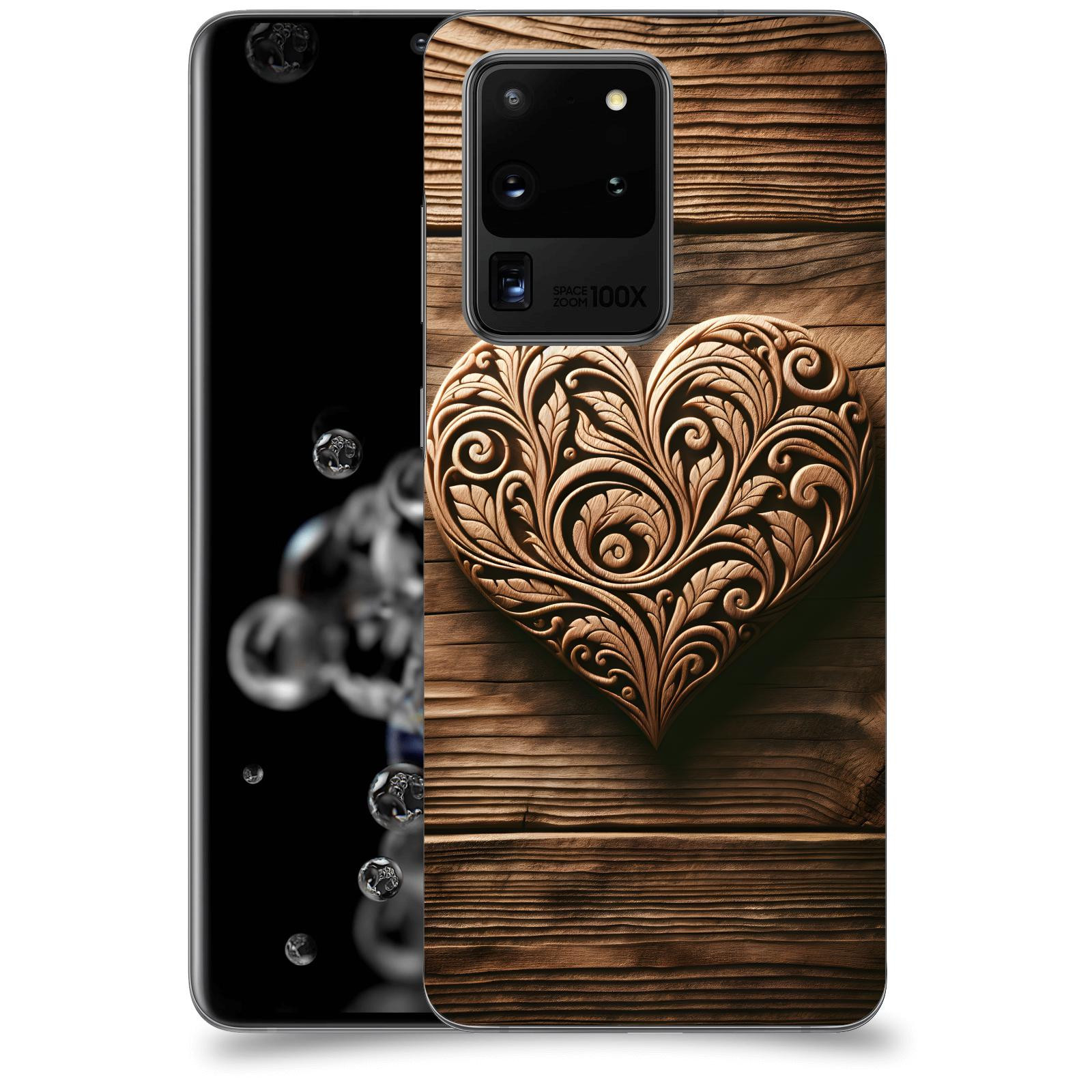 ACOVER Kryt na mobil Samsung Galaxy S20 Ultra 5G G988F - Dřevěné srdce