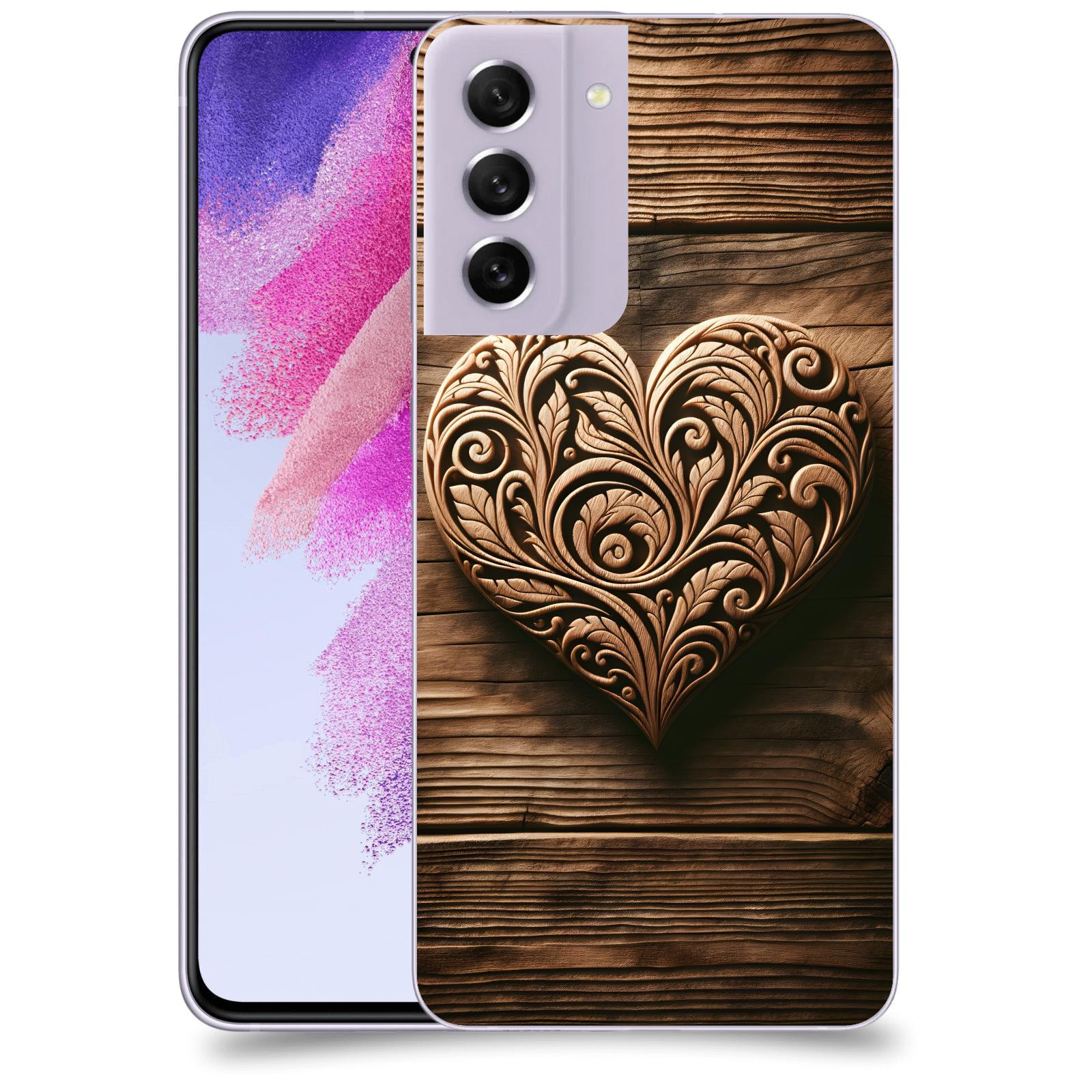 ACOVER Kryt na mobil Samsung Galaxy S21 FE 5G - Dřevěné srdce