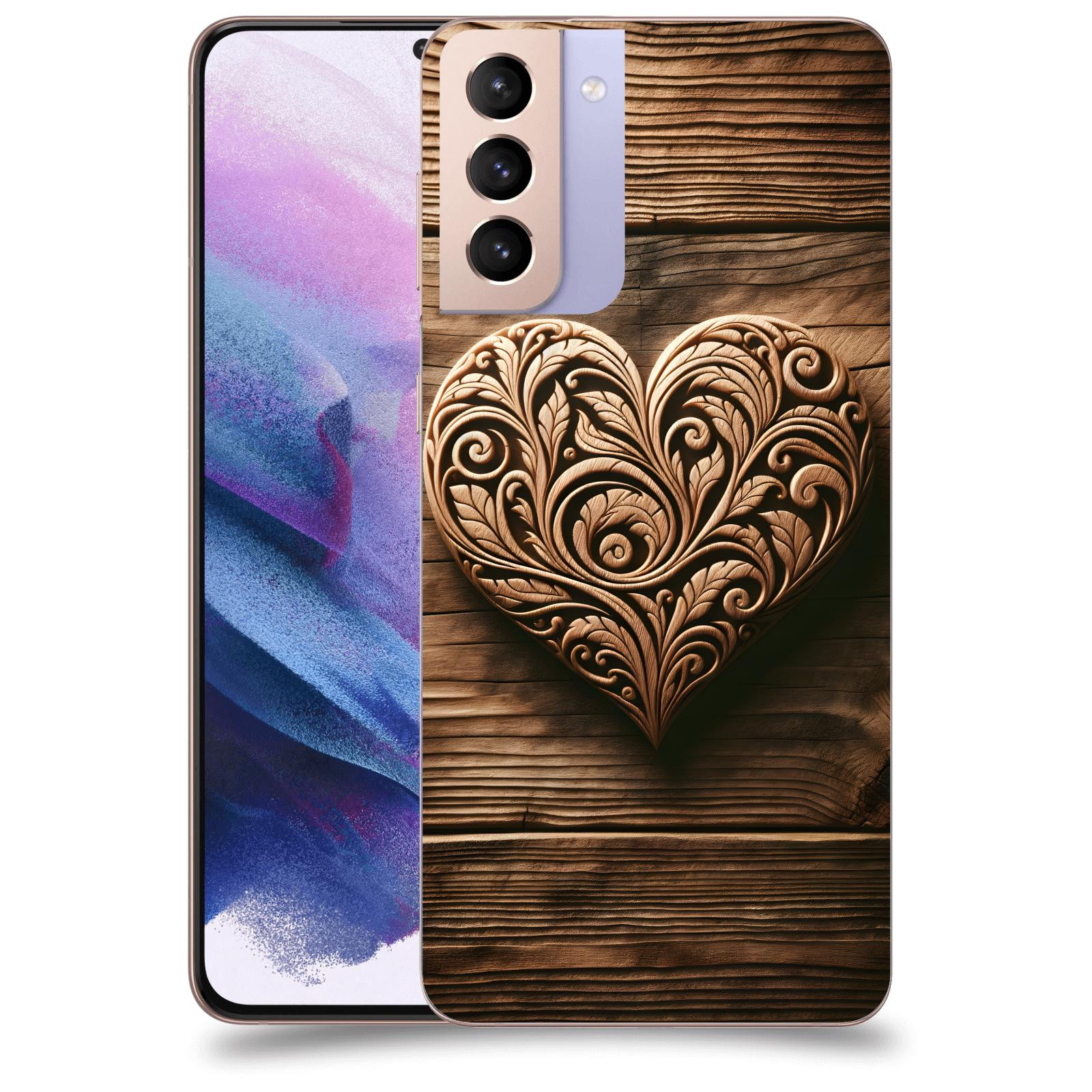 ACOVER Kryt na mobil Samsung Galaxy S21+ G996F - Dřevěné srdce