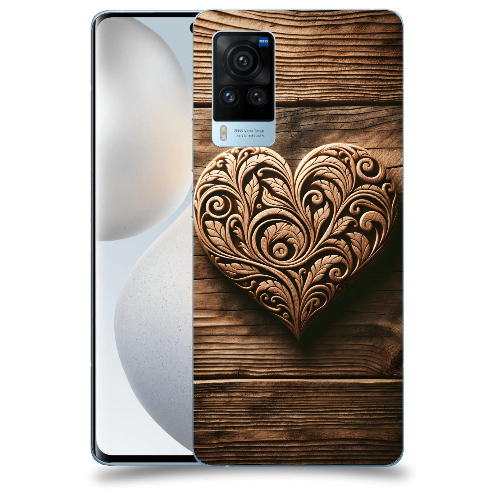 ACOVER Kryt na mobil Vivo X60 Pro 5G - Dřevěné srdce