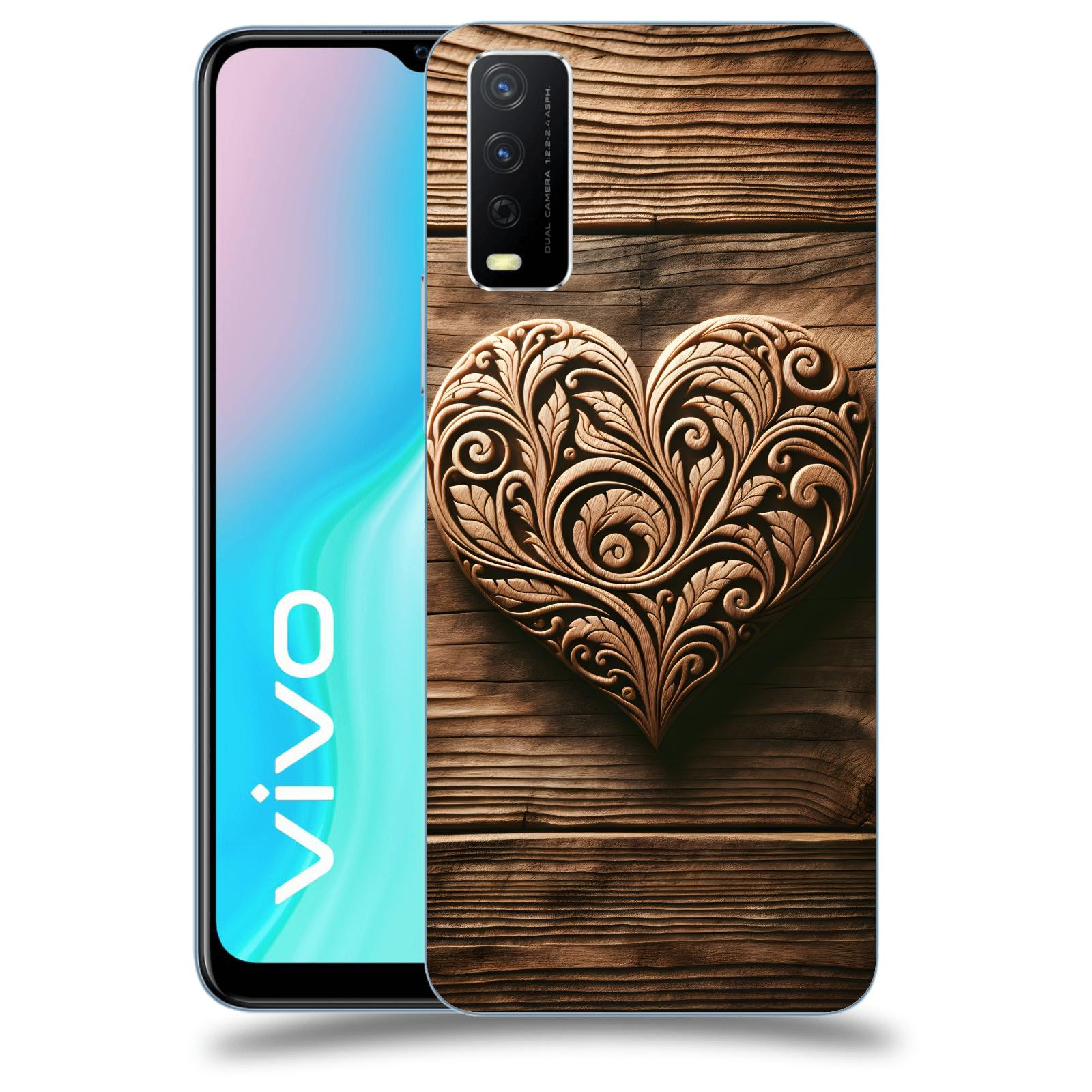 ACOVER Kryt na mobil Vivo Y11s - Dřevěné srdce
