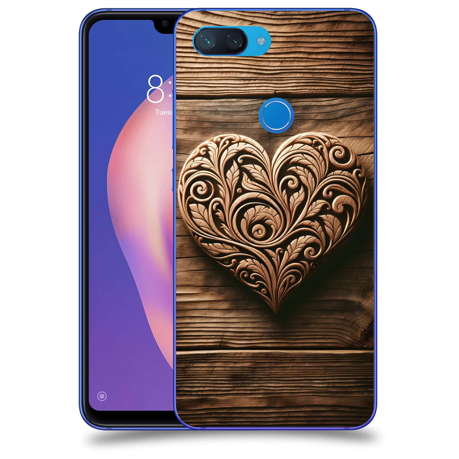 ACOVER Kryt na mobil Xiaomi Mi 8 Lite - Dřevěné srdce