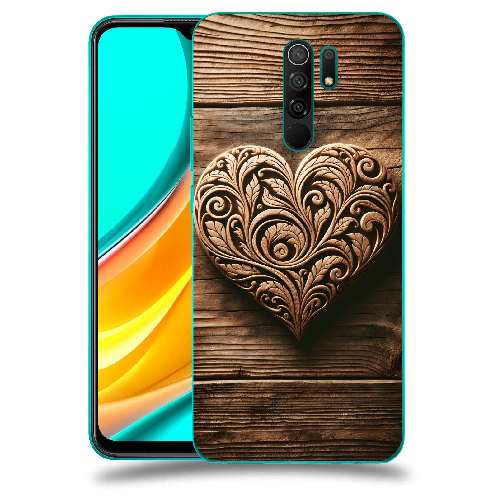 ACOVER Kryt na mobil Xiaomi Mi 9 - Dřevěné srdce