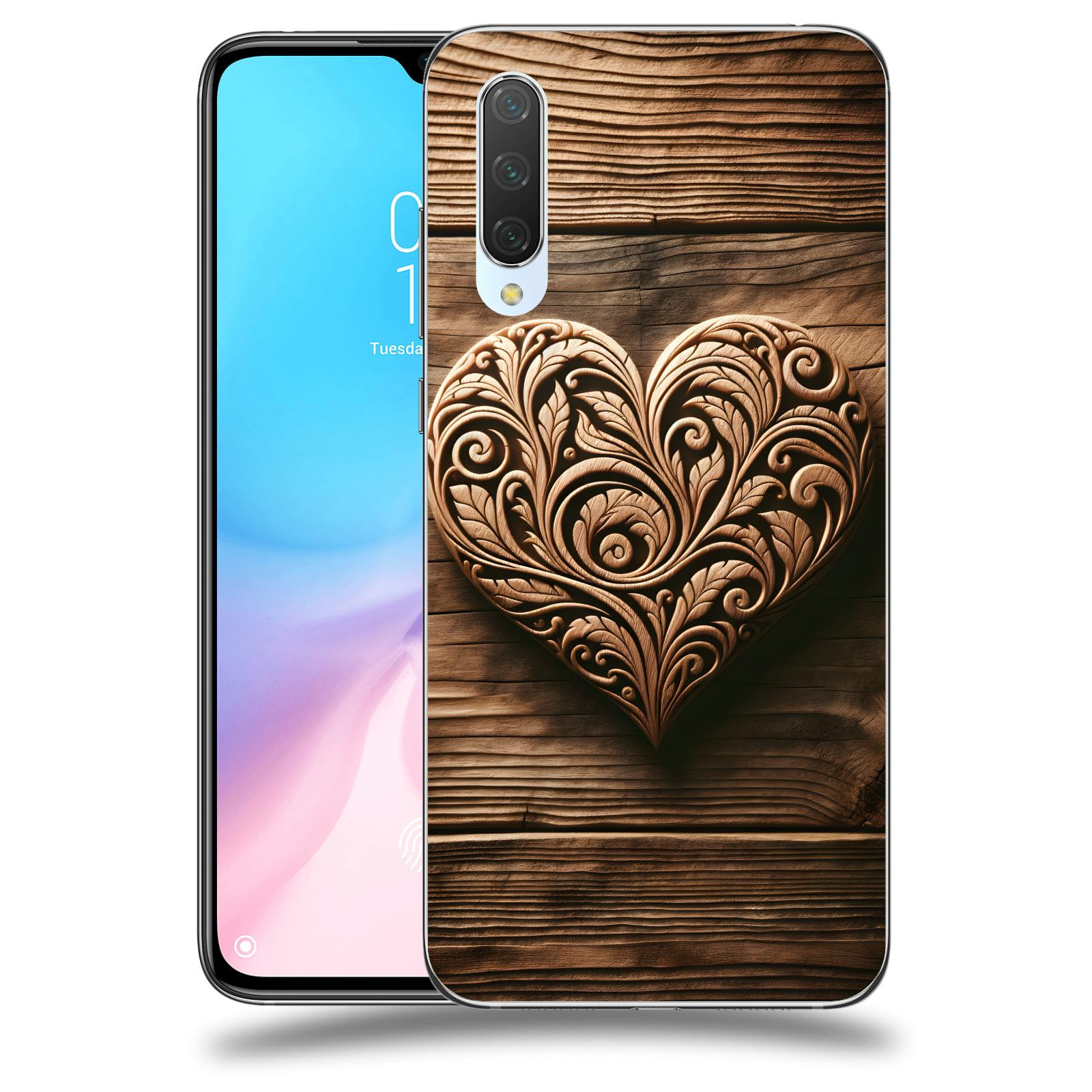 ACOVER Kryt na mobil Xiaomi Mi 9 Lite - Dřevěné srdce