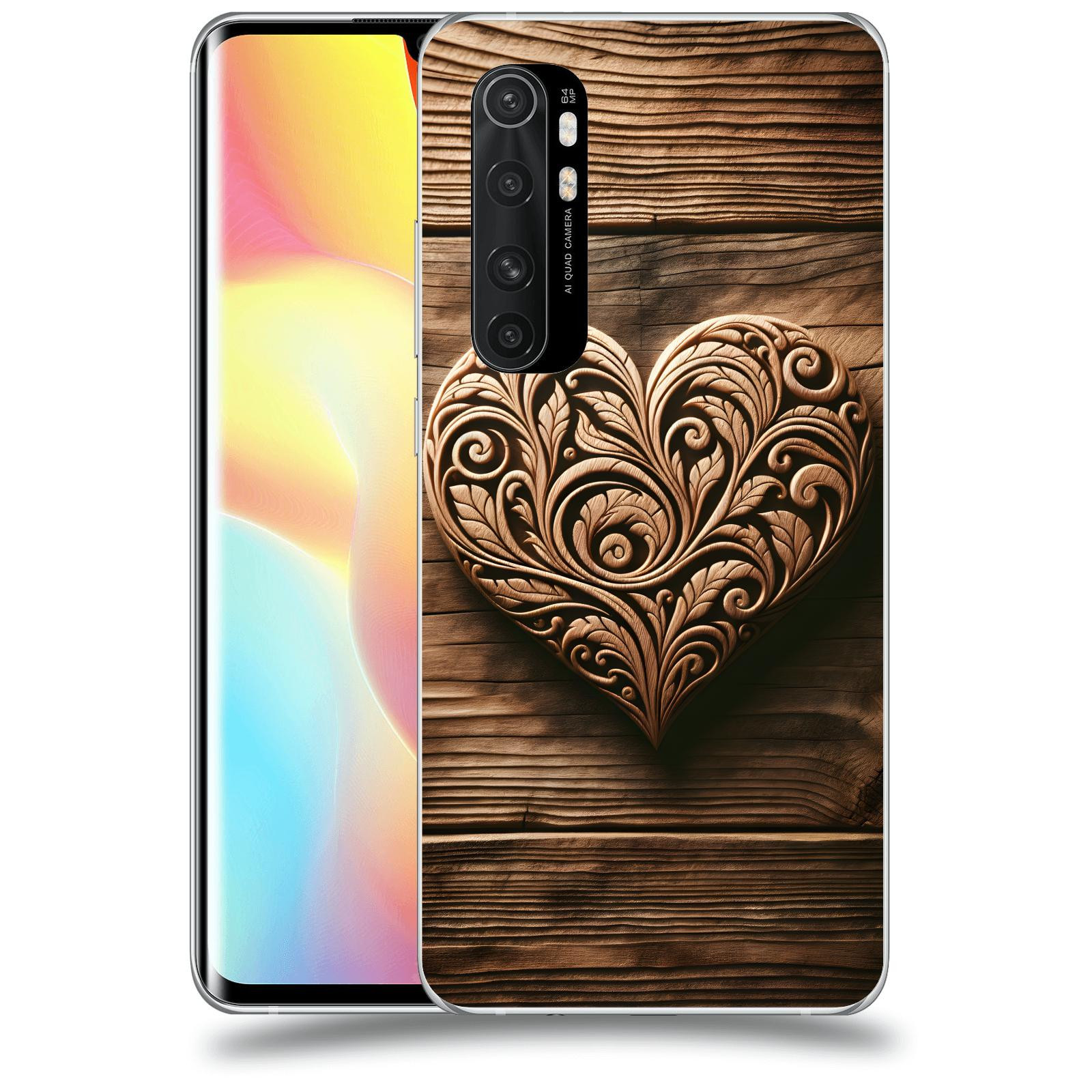 ACOVER Kryt na mobil Xiaomi Mi Note 10 Lite - Dřevěné srdce