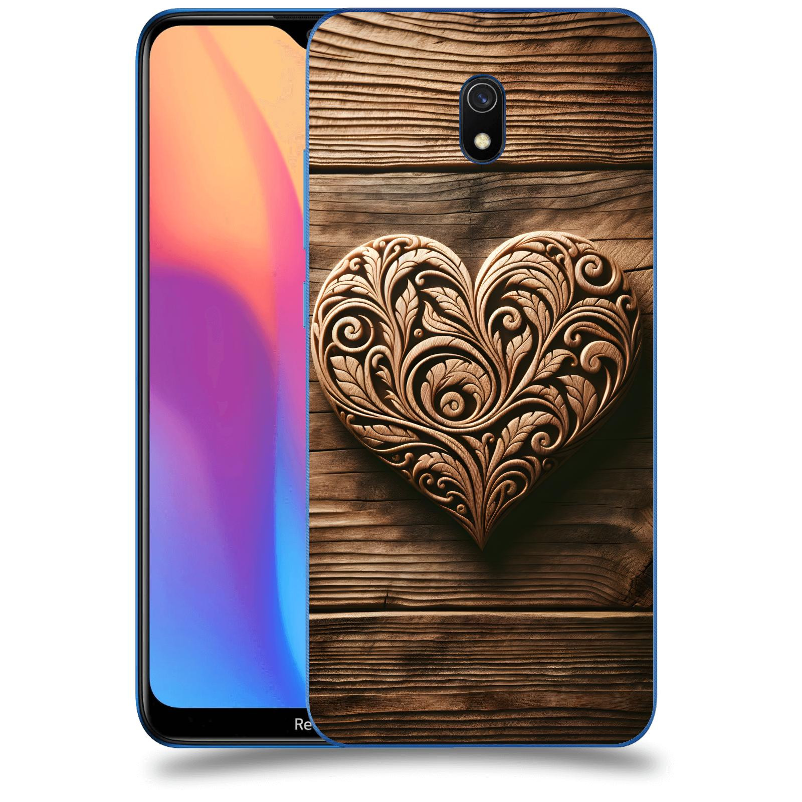 ACOVER Kryt na mobil Xiaomi Redmi 8A - Dřevěné srdce