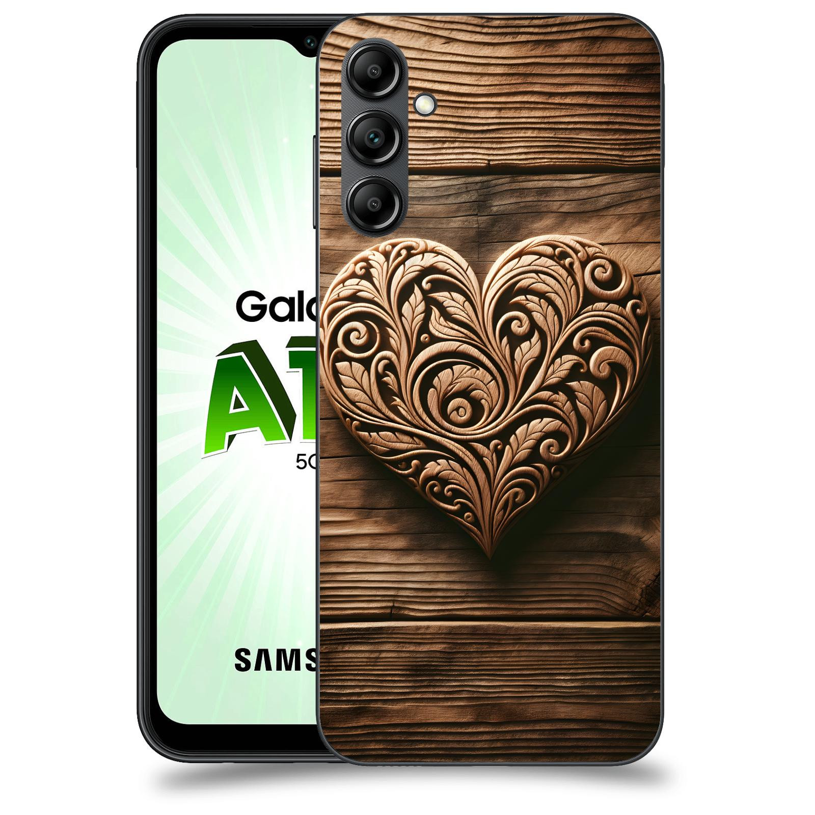 ACOVER Kryt na mobil Samsung Galaxy A14 5G - Dřevěné srdce