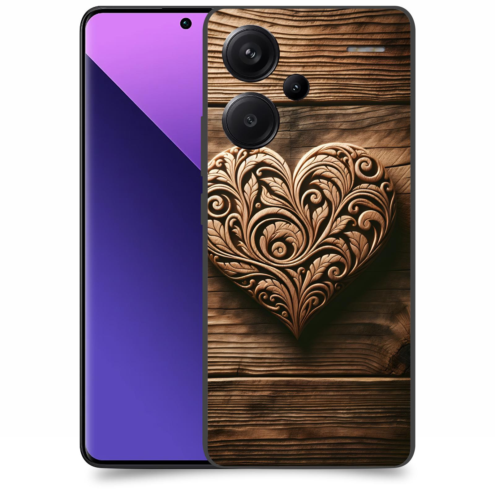 ACOVER Kryt na mobil Xiaomi Redmi Note 13 Pro+ 5G - Dřevěné srdce