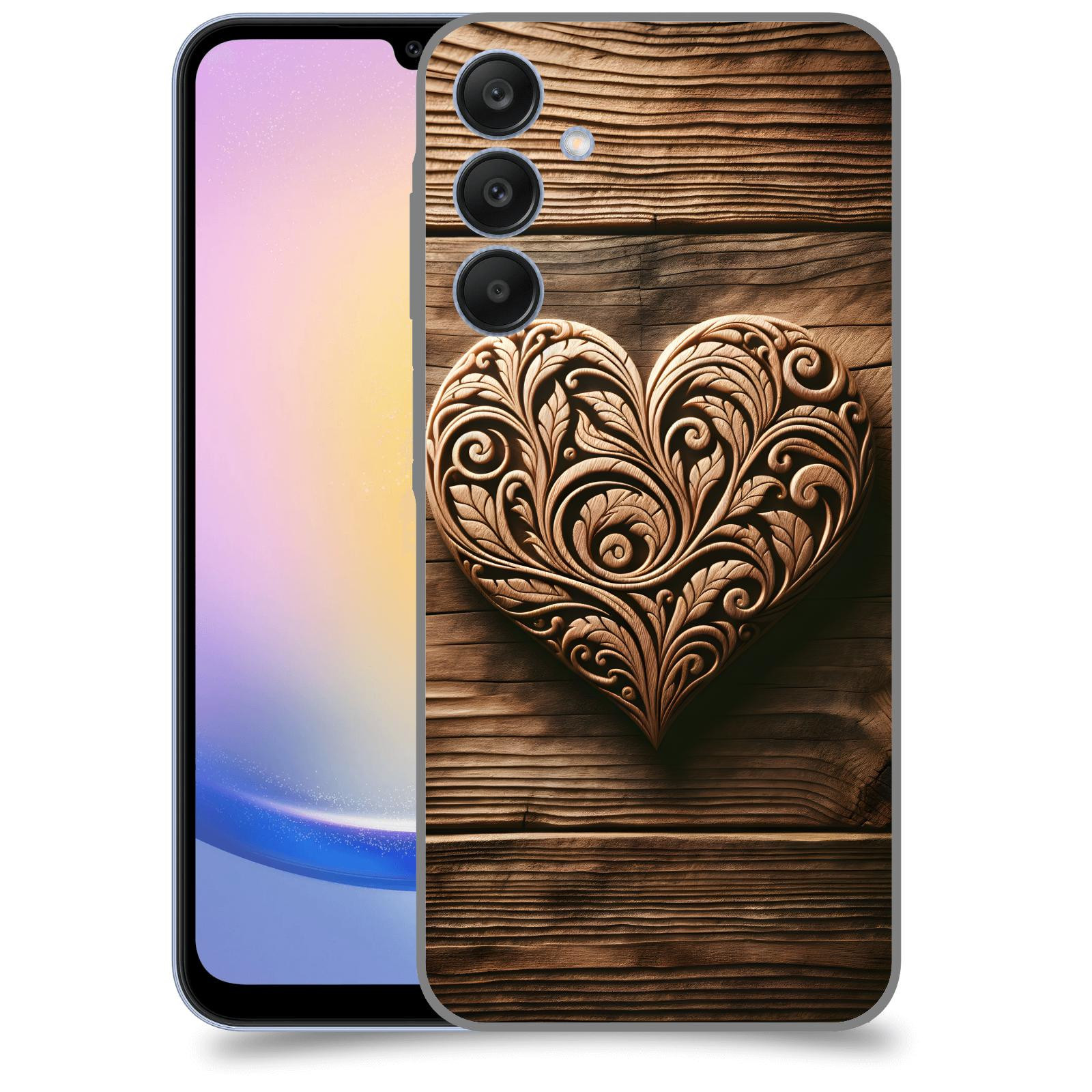 ACOVER Kryt na mobil Samsung Galaxy A25 5G - Dřevěné srdce