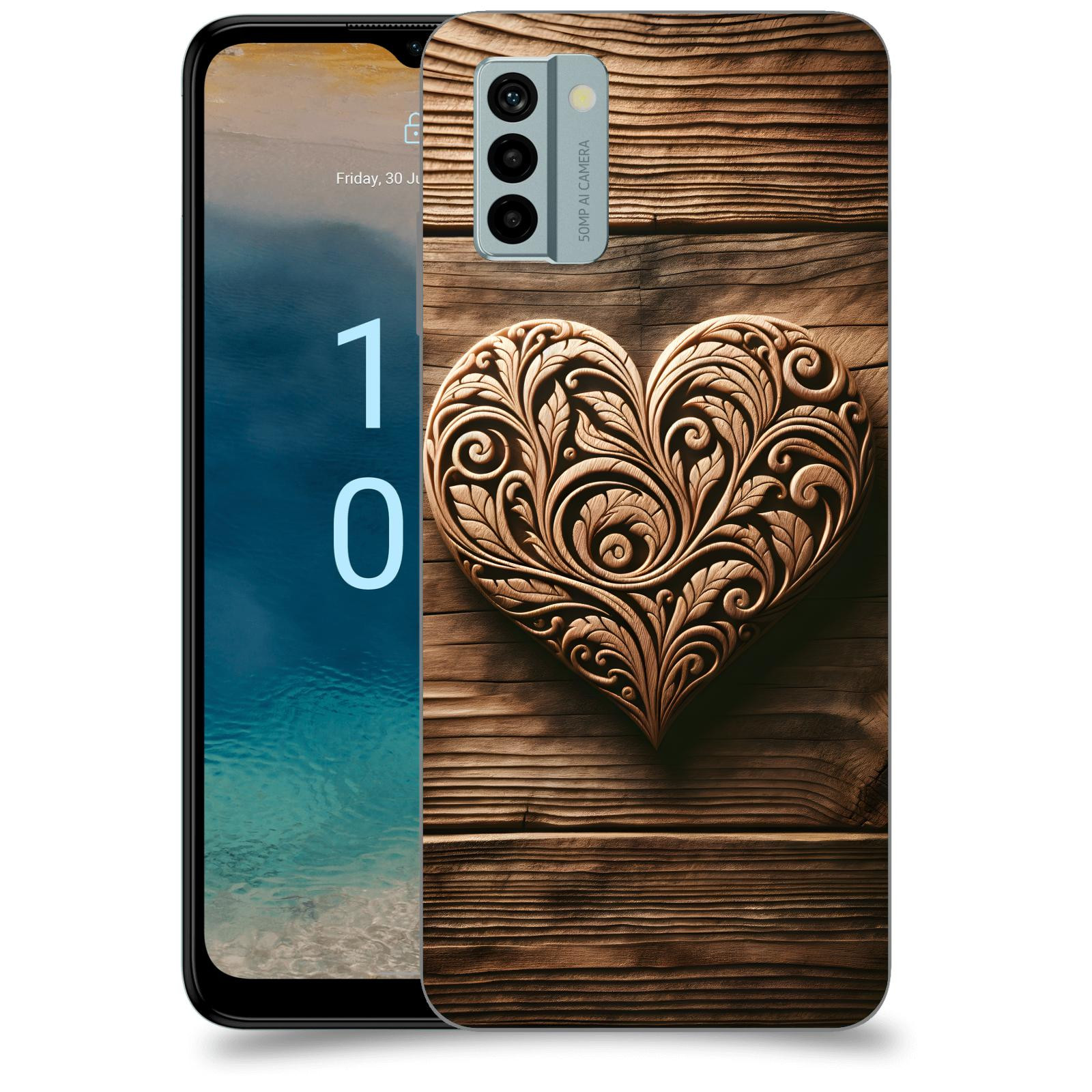 ACOVER Kryt na mobil Nokia G22 - Dřevěné srdce
