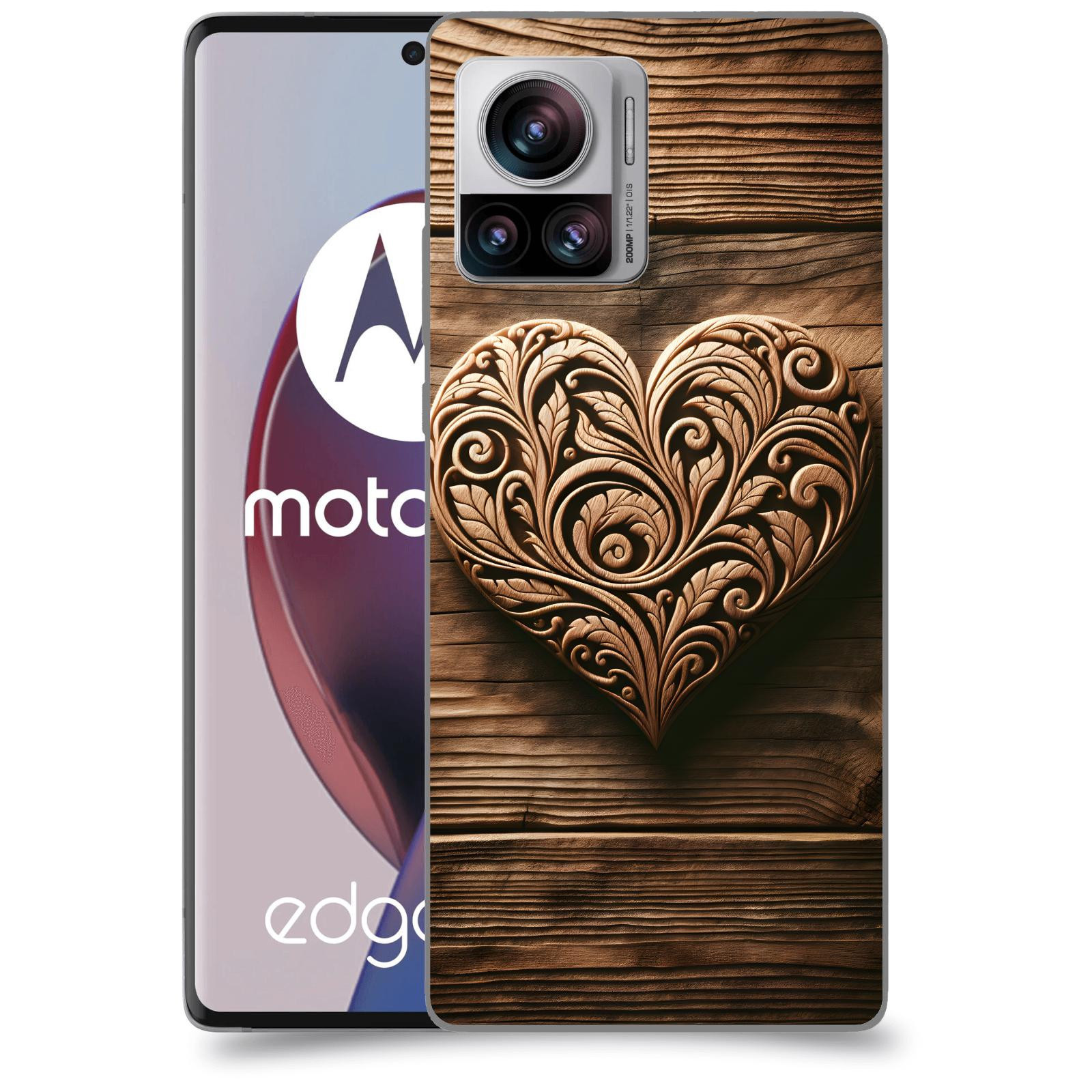 ACOVER Kryt na mobil Motorola Edge 30 Ultra - Dřevěné srdce