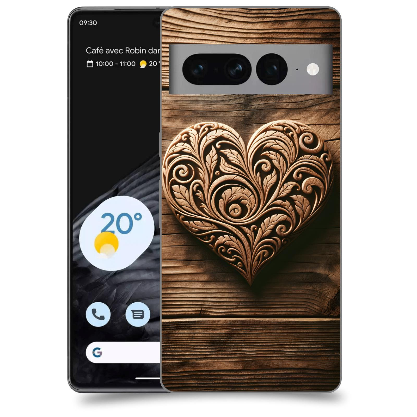ACOVER Kryt na mobil Google pixel 7 pro - Dřevěné srdce